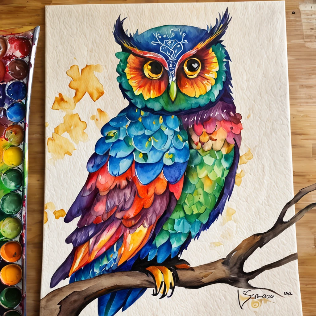 Colorful owl painting style