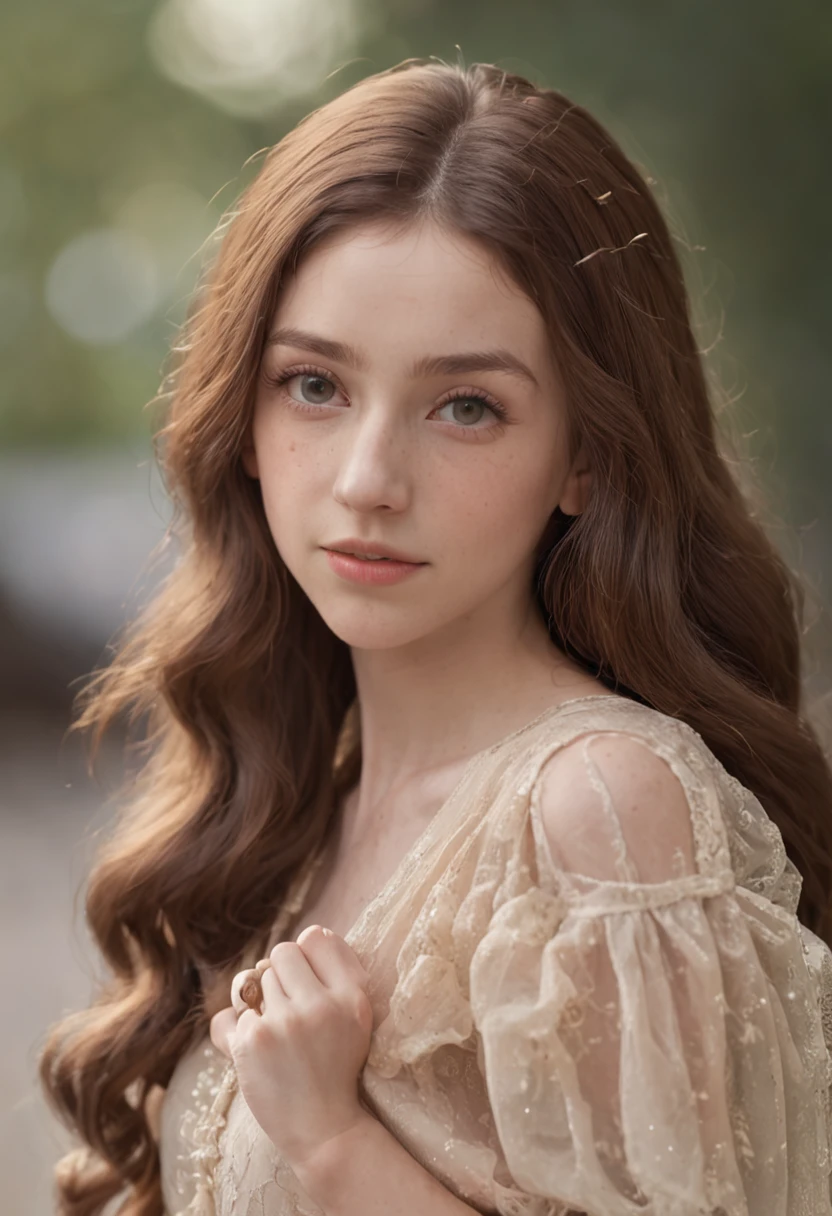 20yr old，Pretty girl，largeeyes，Naturally curly long hair，shift dresses，Disney-Pixar Style，Atmospheric film style，Super HD