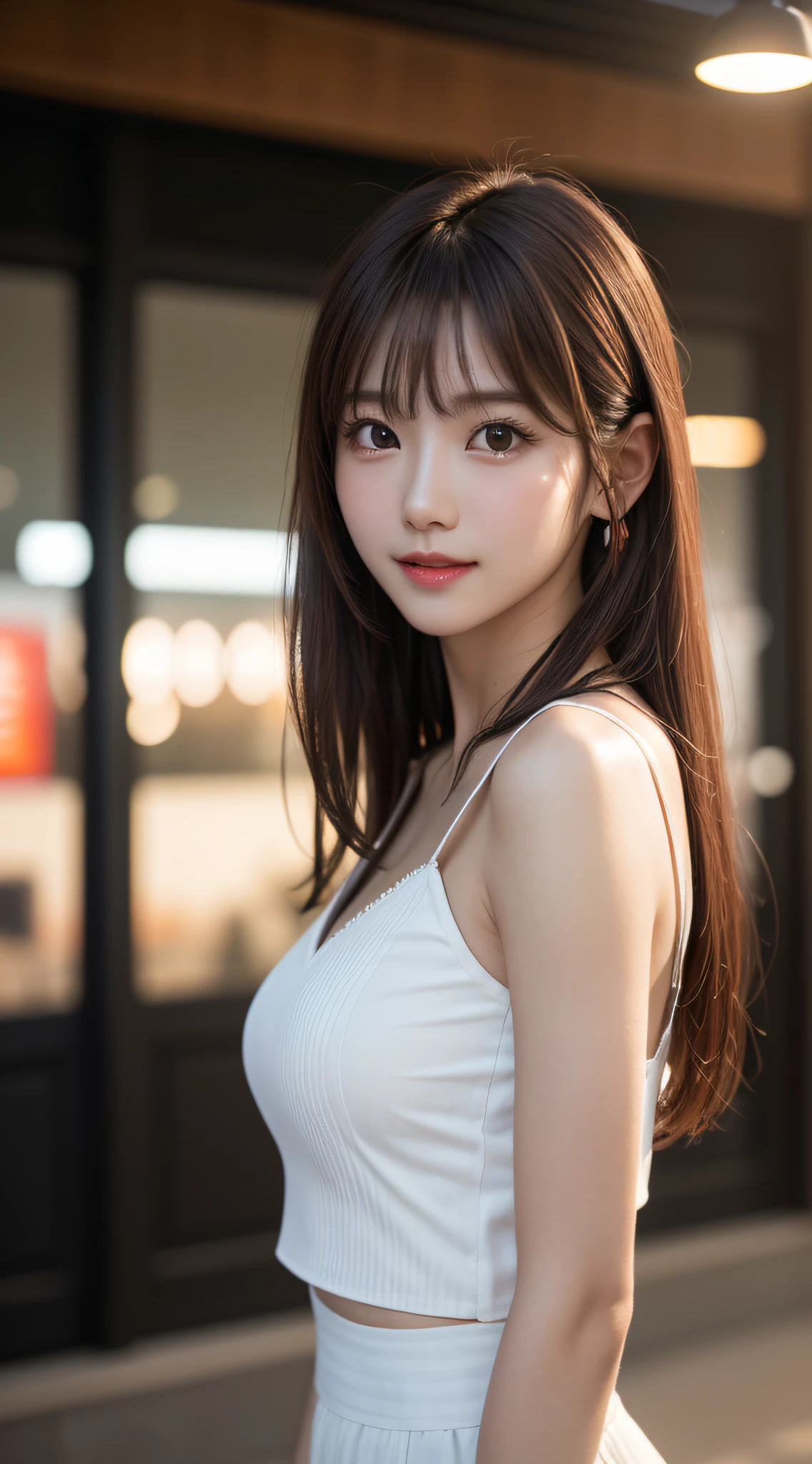 Tabletop, Highest quality, shape, Very detailed, finely, High resolution, 8k wallpaper, 完璧なダイナミックな構shape, Beautiful and exquisite,ランダムなcute髪,,Natural color lip, Bold sexy pose,smile、20-year-old girl、cute、Always blur the background,Perfect and beautiful face,Slim face and figure,Big eyes、Putting on gal makeup,Small face,Shooting from below、smile,Blurred Background,Elegant feminine face、Cyberpunk Fashion、Change pose randomly、Randomly change the shooting angle and position、smile、Top to bottom々Shoot from the right angle and direction、cute、cute顔、cute
