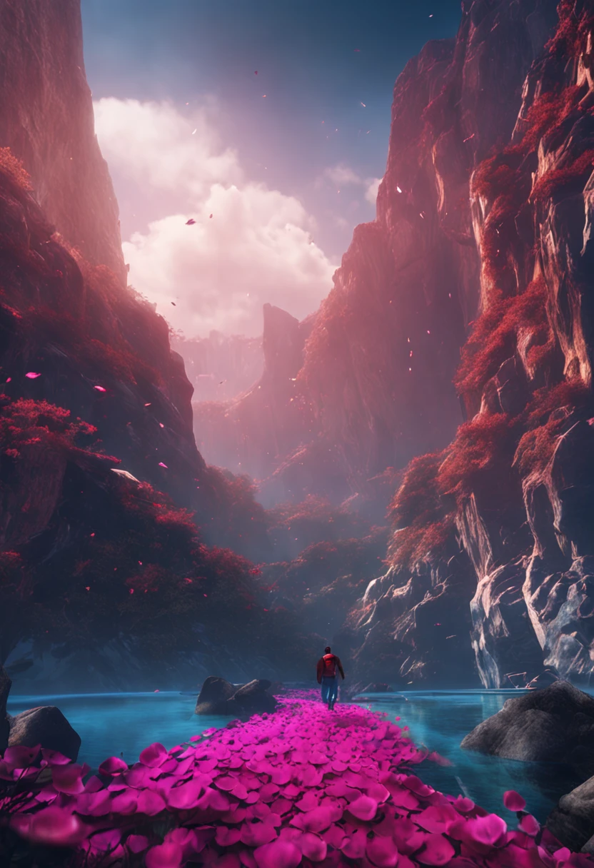 (Best quality, 8K, 32K, Masterpiece, hyper HD:1.3), Dark blue rose, With stem, Render in a realistic style,The edges are sharp,The atmosphere is lonely