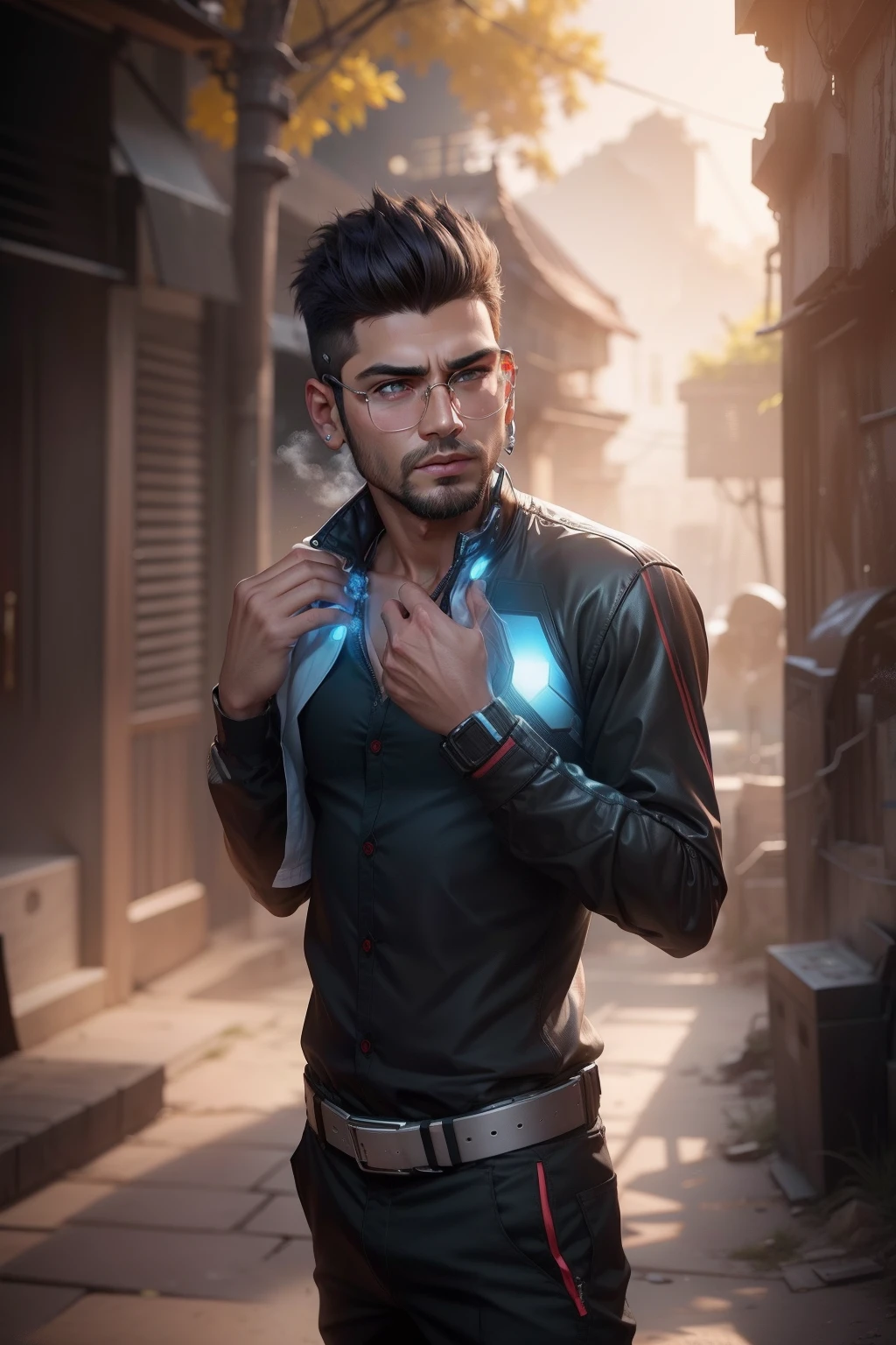 Change background cyber Pankh realistic face ultra real 8k boy