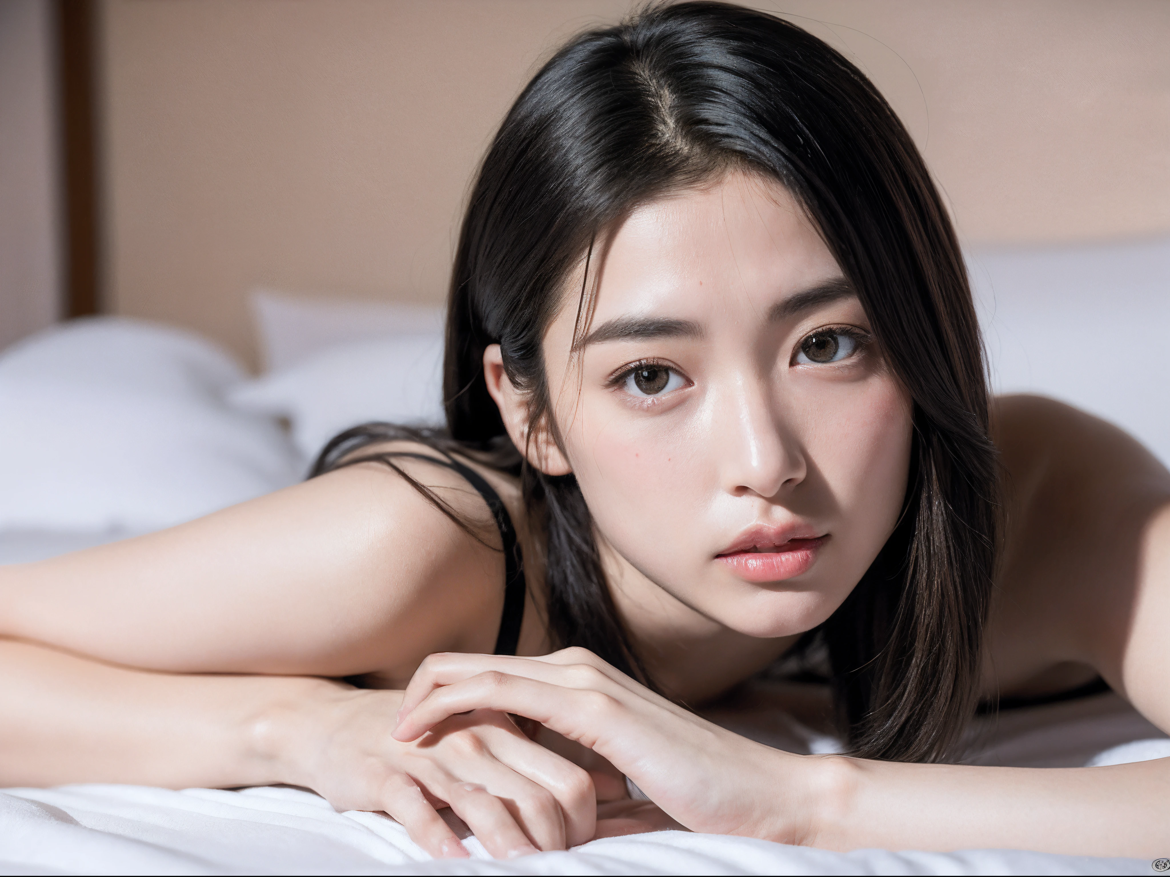 Mujer araffe recostada en una cama con las manos en la cabeza., hermosa joven coreana, hermosa mujer surcoreana, gemma chen, an asian woman, beautiful asian girl, wenfei ye, preciosa modelo china, asian features, asian girl, xisionwu, a young asian woman, natasha tan maciej kuciara, imagen filtrada, hermosa joven coreana