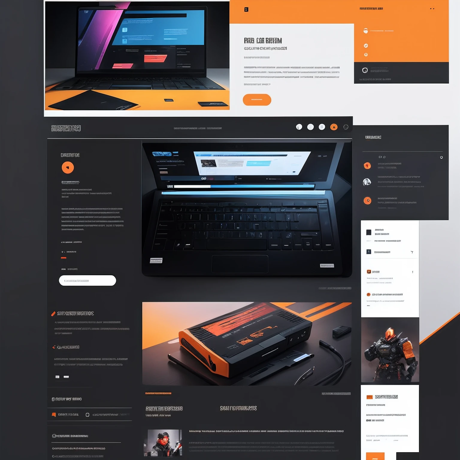 ui for designer laptops , explore website, industrial, gradient design, bold and vibrant, gaming, professional