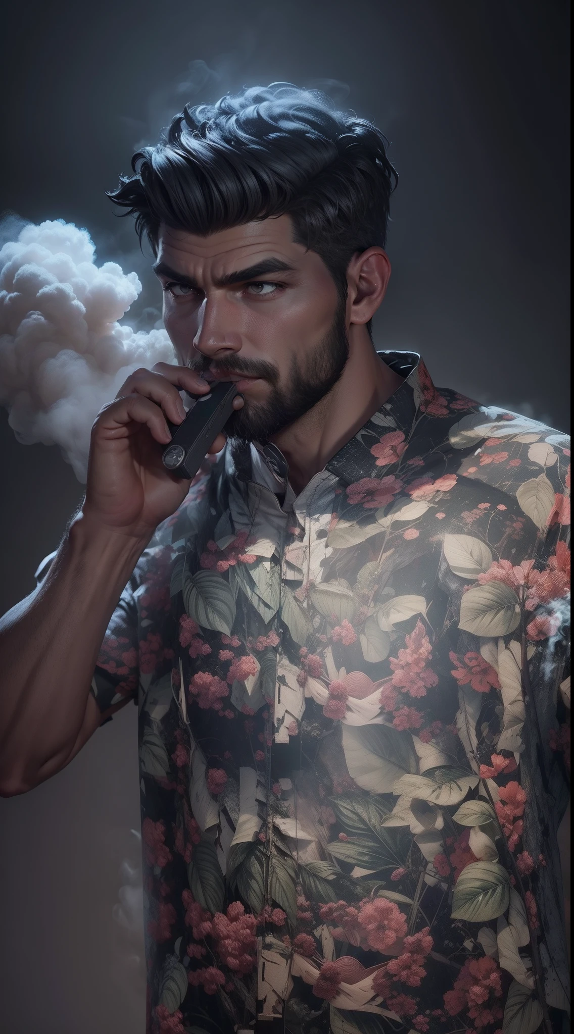 Change the background into smoke weather with giants 8k ultra realistic