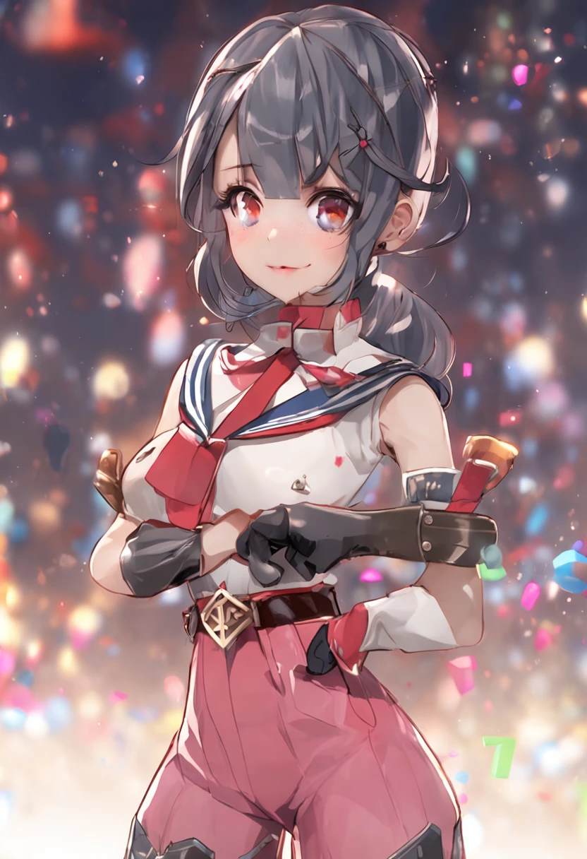 (Photorealsitic:1.4),Masterpiece, Realistic, Top Quality, Super High Quality, Top Body, Face Up, (Midriff), , (Cleavage), Big Eyes, Bright Expression, Beautiful, Cute, Very Detailed Face, Japanese, White Skin, Pose, Gaze, 1girl, Sailor Suit, Dynamic Angle, Natural Colors