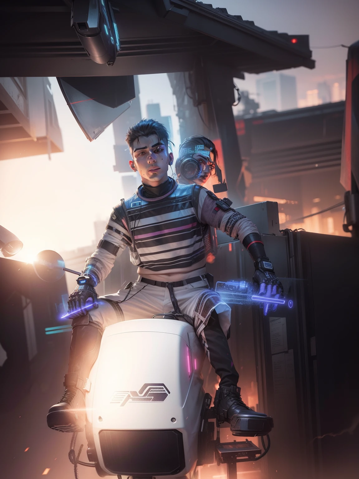 Change background cyberpunk handsome  boy, realistic face, 8k, ultra realistic,
