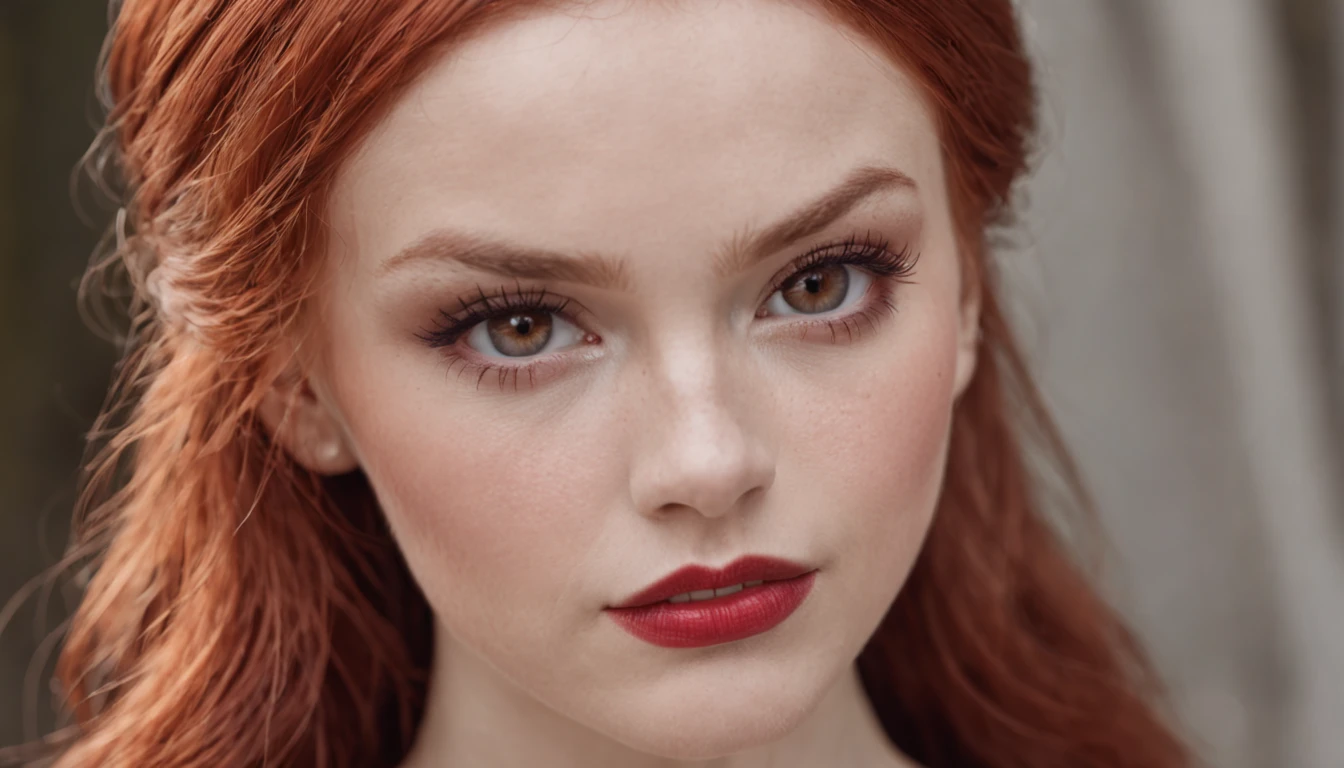 A Princess with red head and dress like a princess and really nice face