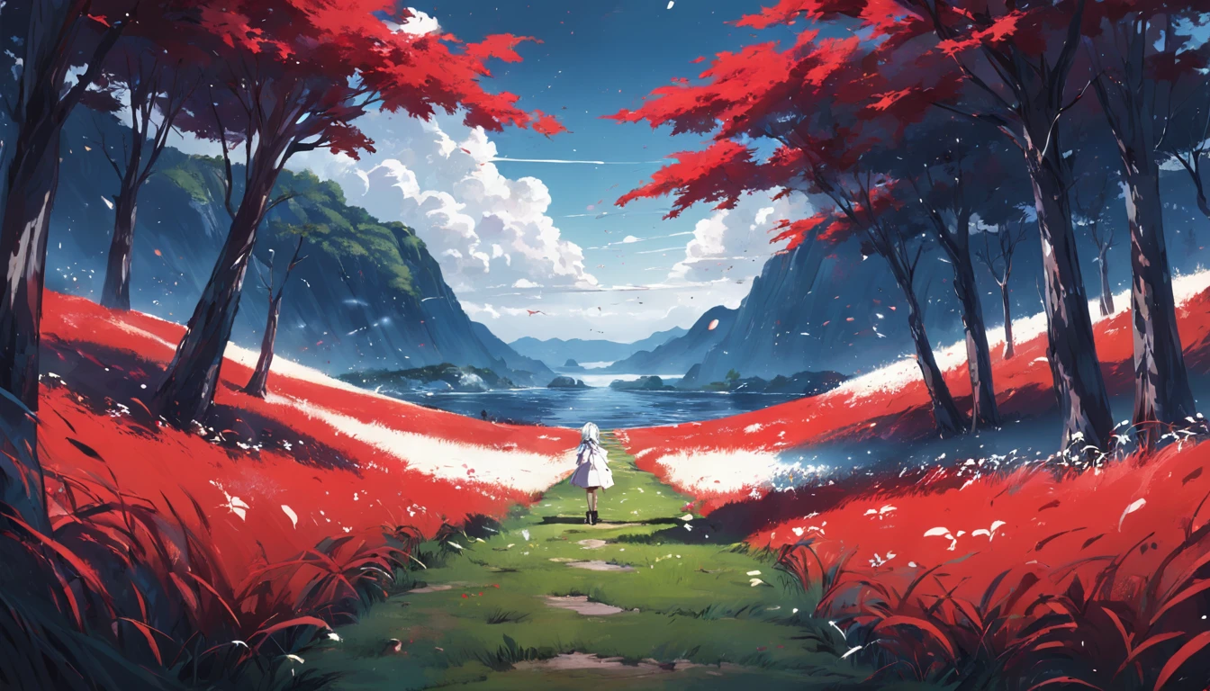 red white design landscape