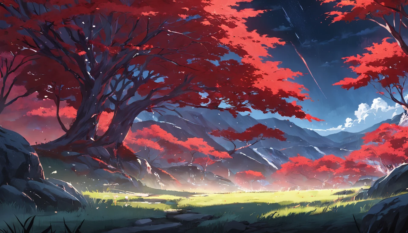 red white design landscape