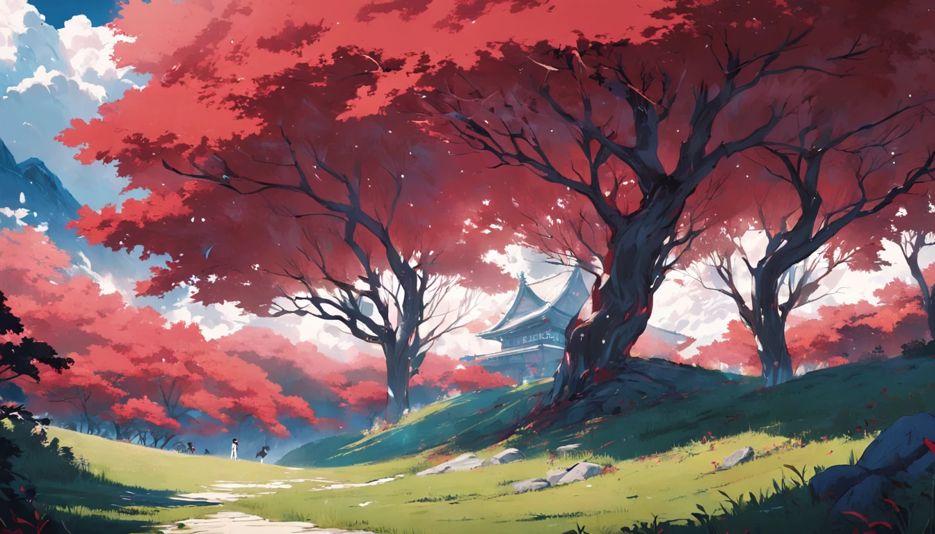 red white design landscape