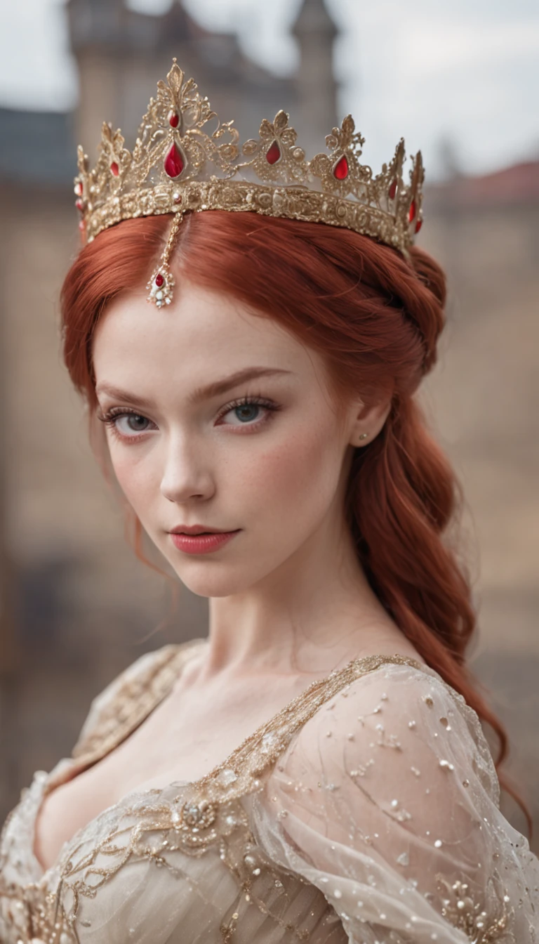 A Princess with red head and dress like a princess and really nice