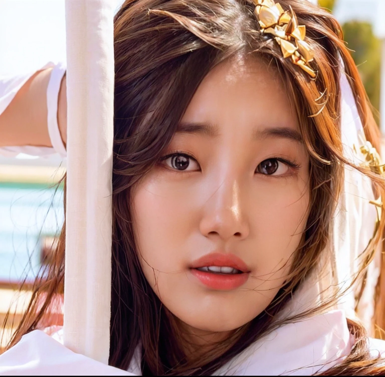 a close up of a woman with long hair and a white shirt, bae suzy, portrait jisoo blackpink, wan adorable korean face, jisoo of blackpink, jisoo from blackpink, gongbi, young adorable korean face, beautiful south korean woman, cute korean actress, song hye - kyo, korean face features, south east asian with round face, heonhwa choe