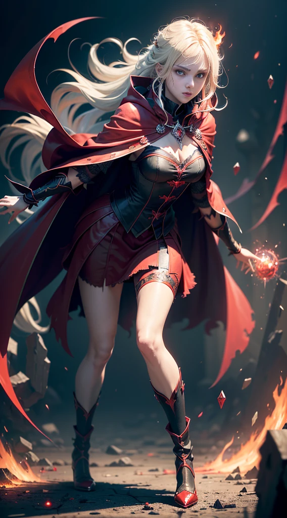 (Dynamic angle:1.4), ((Full body posing:1.5), (colorful:1.2), (extremely detailed CG unity 16k wallpaper:1.1), (Denoising strength: 1.45), (tmasterpiece:1.37), ((official art)), (colorful:1.2), (best quality, masterpiece), 1 girl, aquamarine eyes, medium blonde messy hair, looking down, solo, upper body, detailed background, detailed face, eyes ablaze with evil power, vampiric hemomancer, crimson aristocratic robes, capelet, hood, dynamic movement, red magical symbols floating in the air, floating particles, blood droplets, particle effects, hemomancy, blood dripping, blood swirls in background, surrounded by red fog, epic atmosphere, god rays, sparkle, glowing light, ((masterpiece)), ((best quality)), UHD, award winning