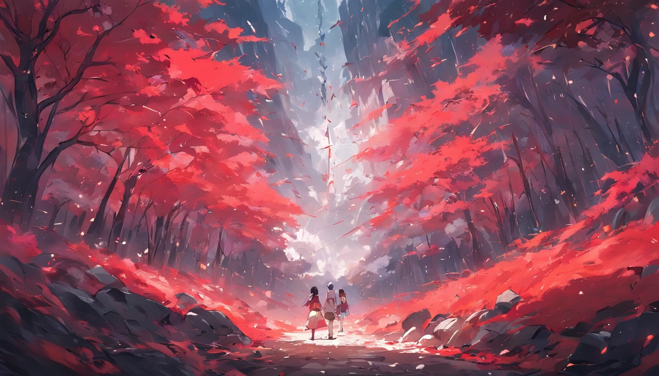 red white and black color landscape