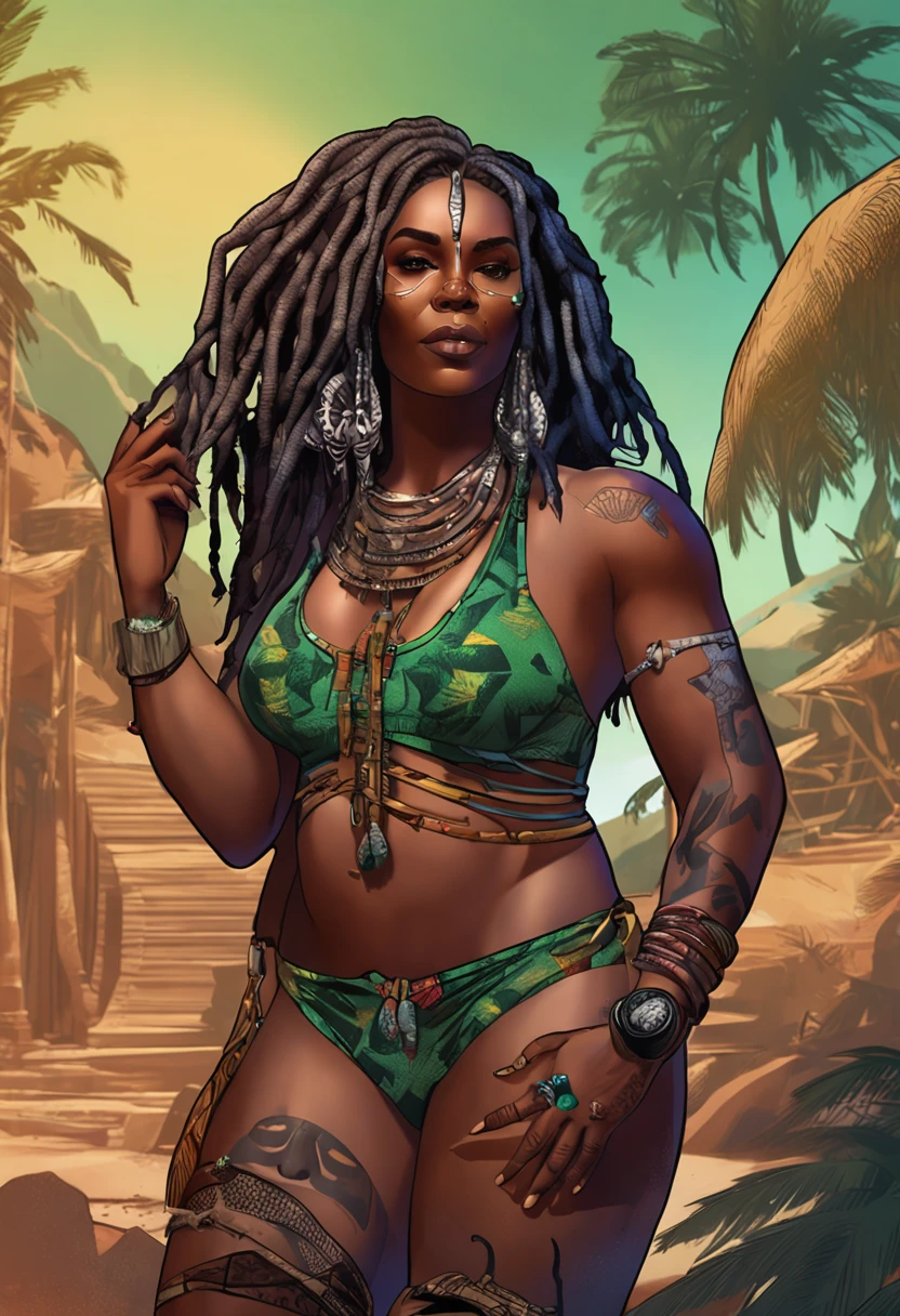 Masterpiece - Illustrations - Detailed - Best Quality) full body pose thick curvy very pretty black woman with indigo dreadlocks holding a skull in her hand wearing a leopard skin bikini , a black panther with neon glowing green eyes sitting by her and pyramids in the background. 8k resolution, hyper detailed, hyper detailed face, perfect anatomy, ultra realistic hands.
Image Size
1024 X 1024