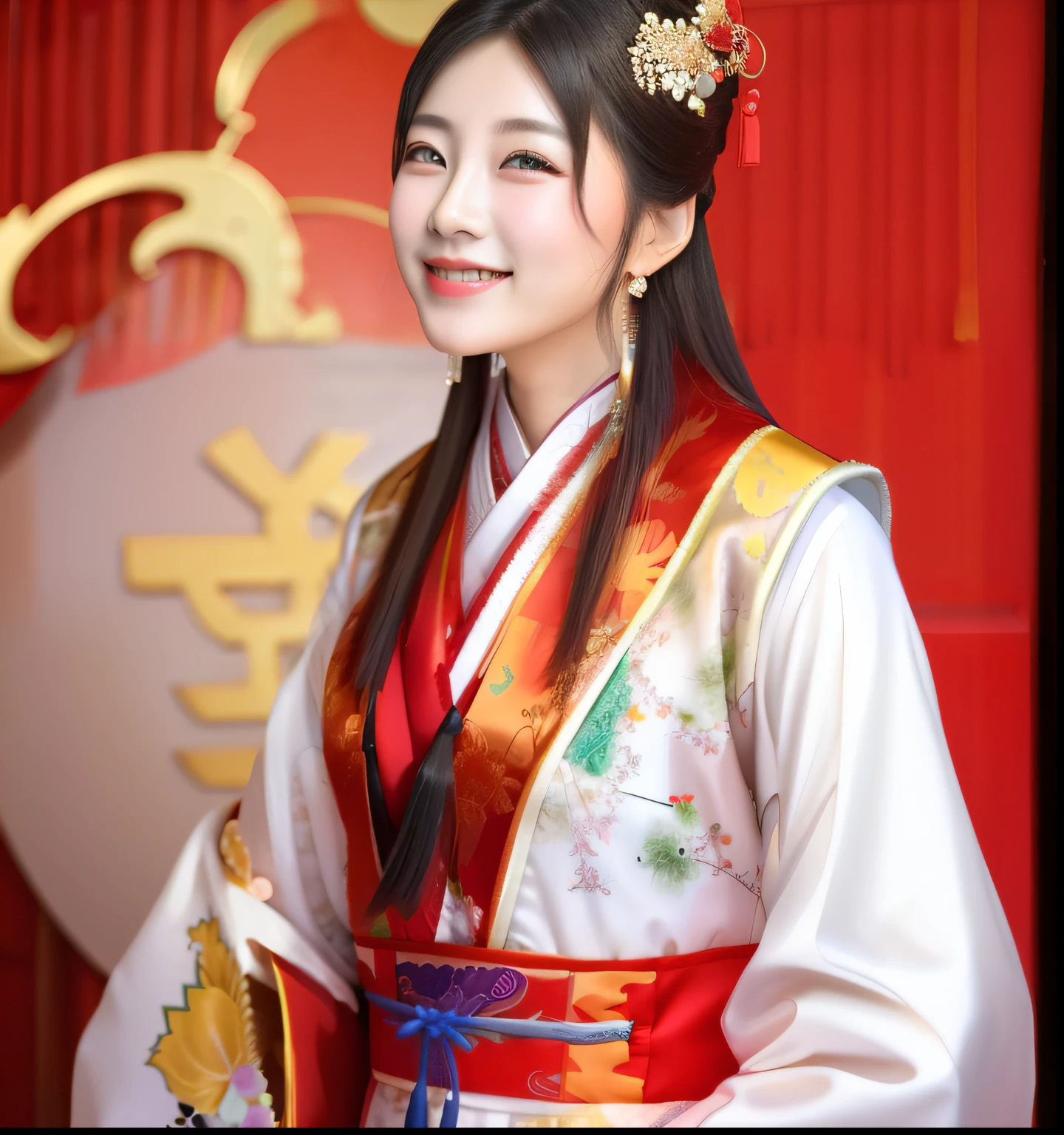 Smiling woman in traditional chinese dress