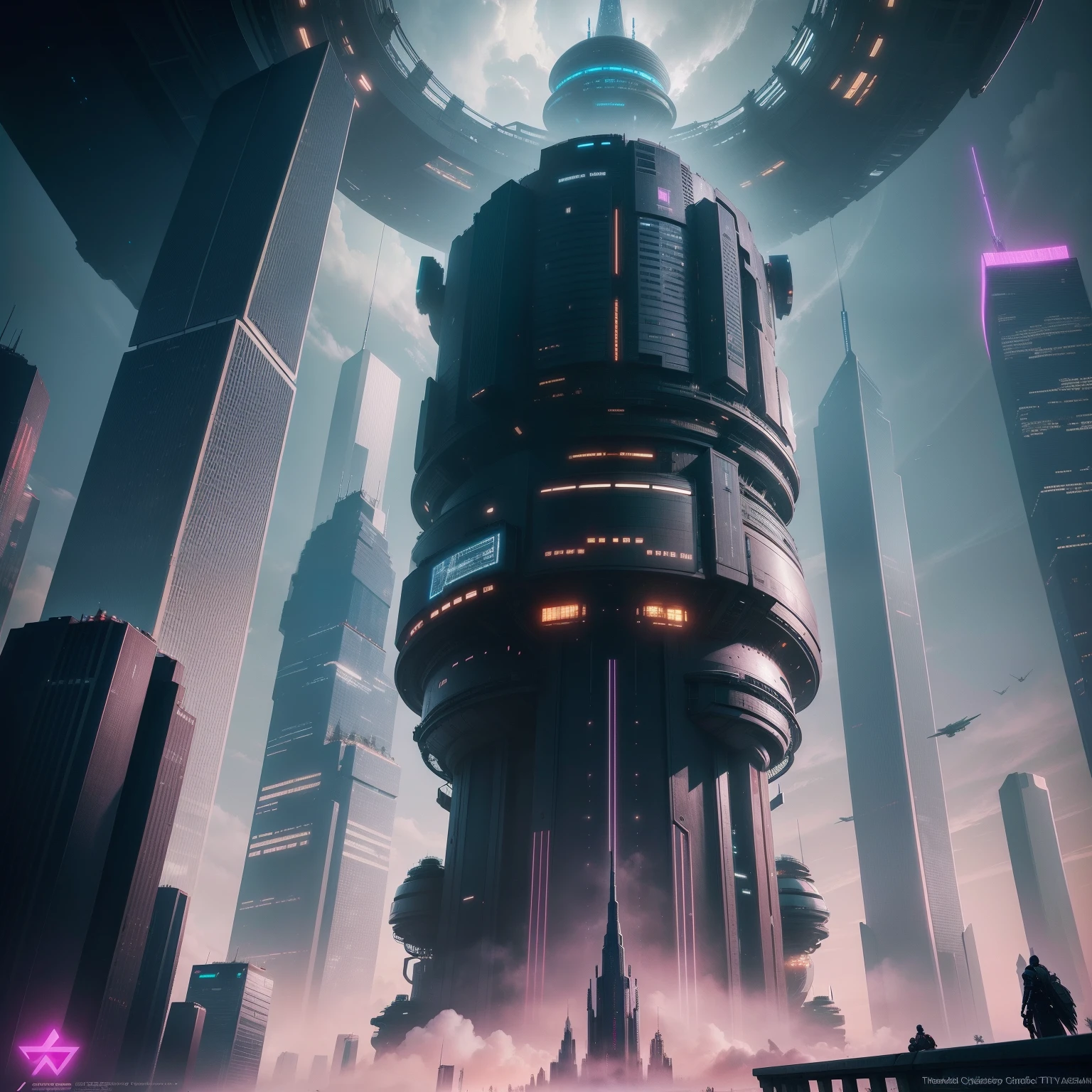 cyberpunked　epcot　Huge skyscrapers　ＳＦart by　futuristic cities　top-quality　​masterpiece　超A high resolution　dream　Megacities