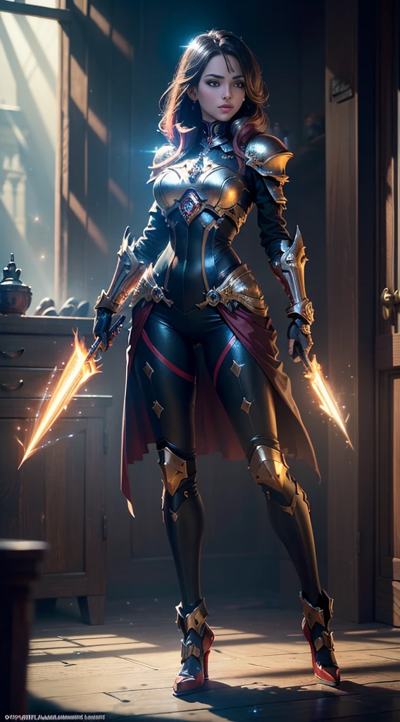 (Dynamic angle:1.4), ((Full body posing:1.5), (colorful:1.2), (extremely detailed CG unity 16k wallpaper:1.1), (Denoising strength: 1.45), (tmasterpiece:1.37), ((official art)), (colorful:1.2), (masterpiece, best quality:1.5), eyepieces, finely detailed armor, looking away, encrusted with skulls, black and red, warhammer 40k, dark tones, blacksmith shop in the background, sparks, mysterious, eyes detail, cinematic lighting, hyper realistic, god rays, sparkle, glowing light, ((masterpiece)), ((best quality)), UHD, award winning