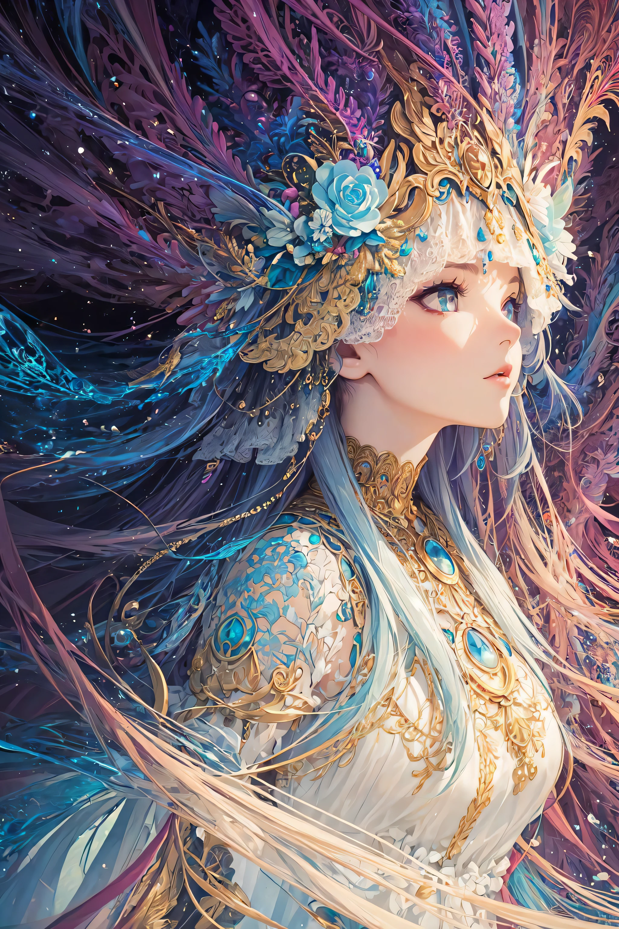 (masterpiece, top quality, best quality, official art, beautiful and aesthetic:1.2), (1girl), extreme detailed,(fractal art:1.3),colorful,highest detailed
