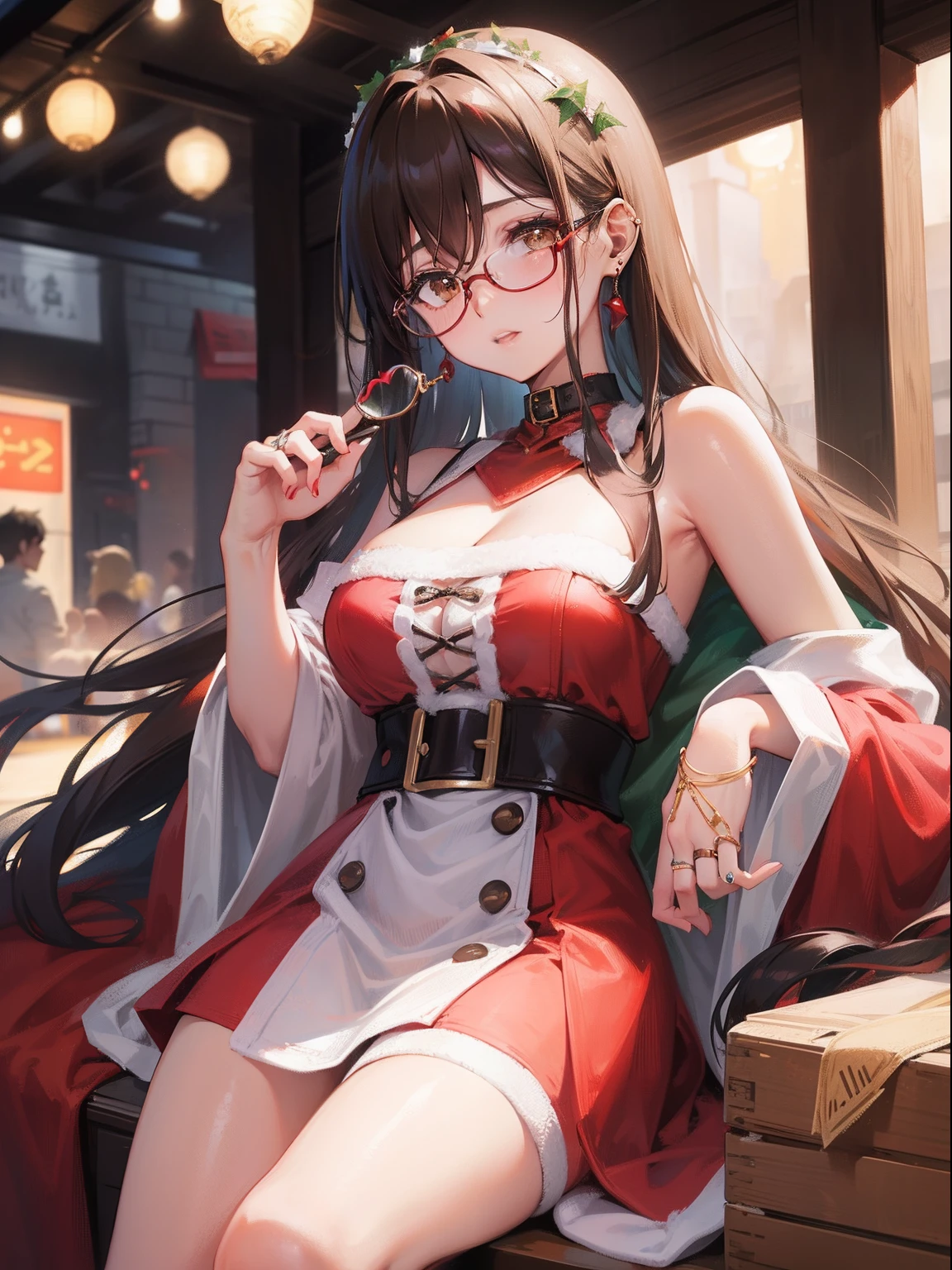 One girl, cowboy camera, China dress