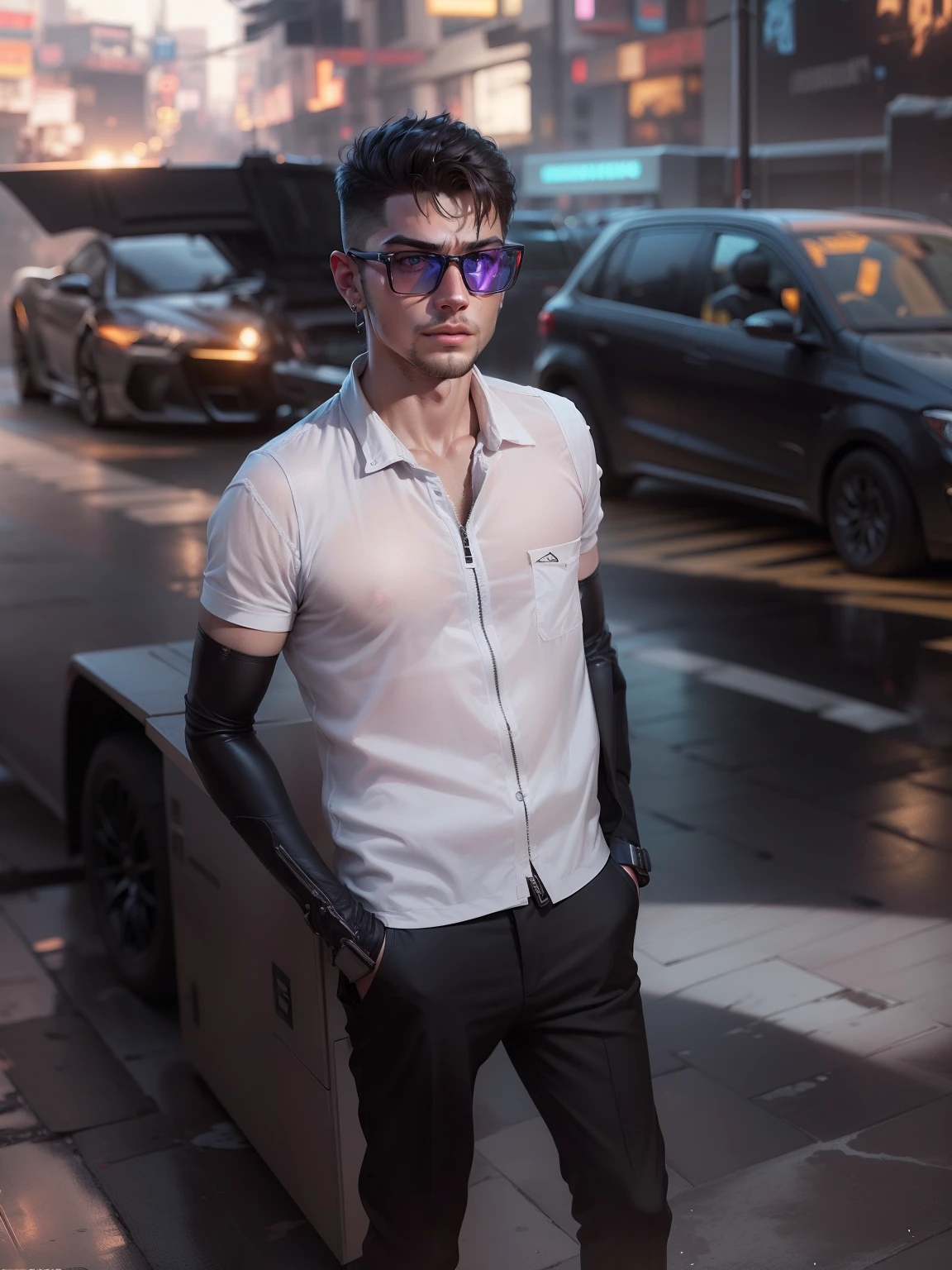 Change background cyberpunk handsome boy, realistic face,8k, ultra realistic,