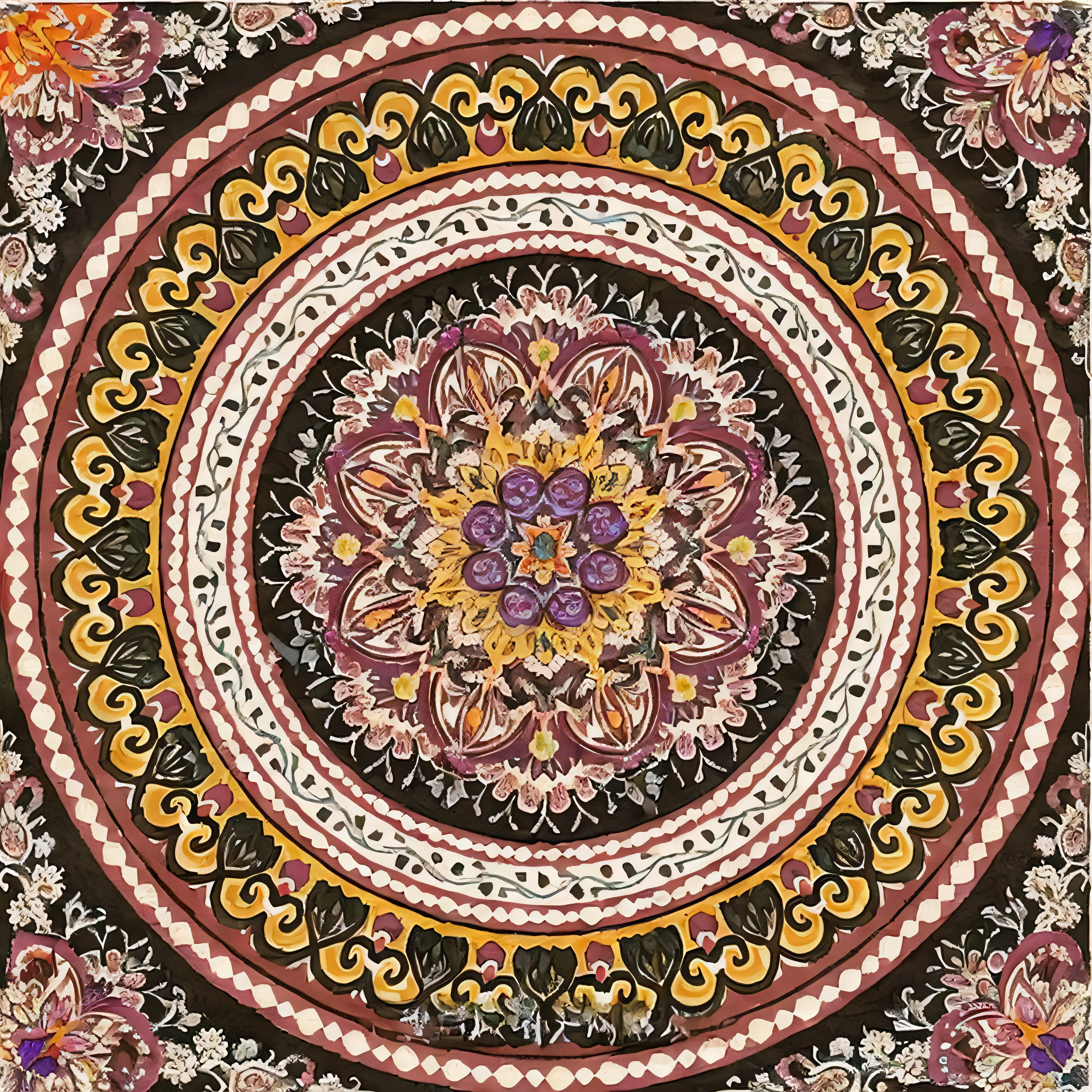 Colorful circular pattern,Floral design on black background, symmetric indian pattern, Intricate tapestries, Colorful mandala, Mandala ornaments, Colorful headscarf, Beautiful Moorish ornaments, a beautiful buddhist mandala, Mandala art, Indian motifs, ornate geometric patterns, Geometric pattern ornaments, oriental carpets, Wonderful, elaborate geometric ornament, artistic tribal patterns, ornate intricate