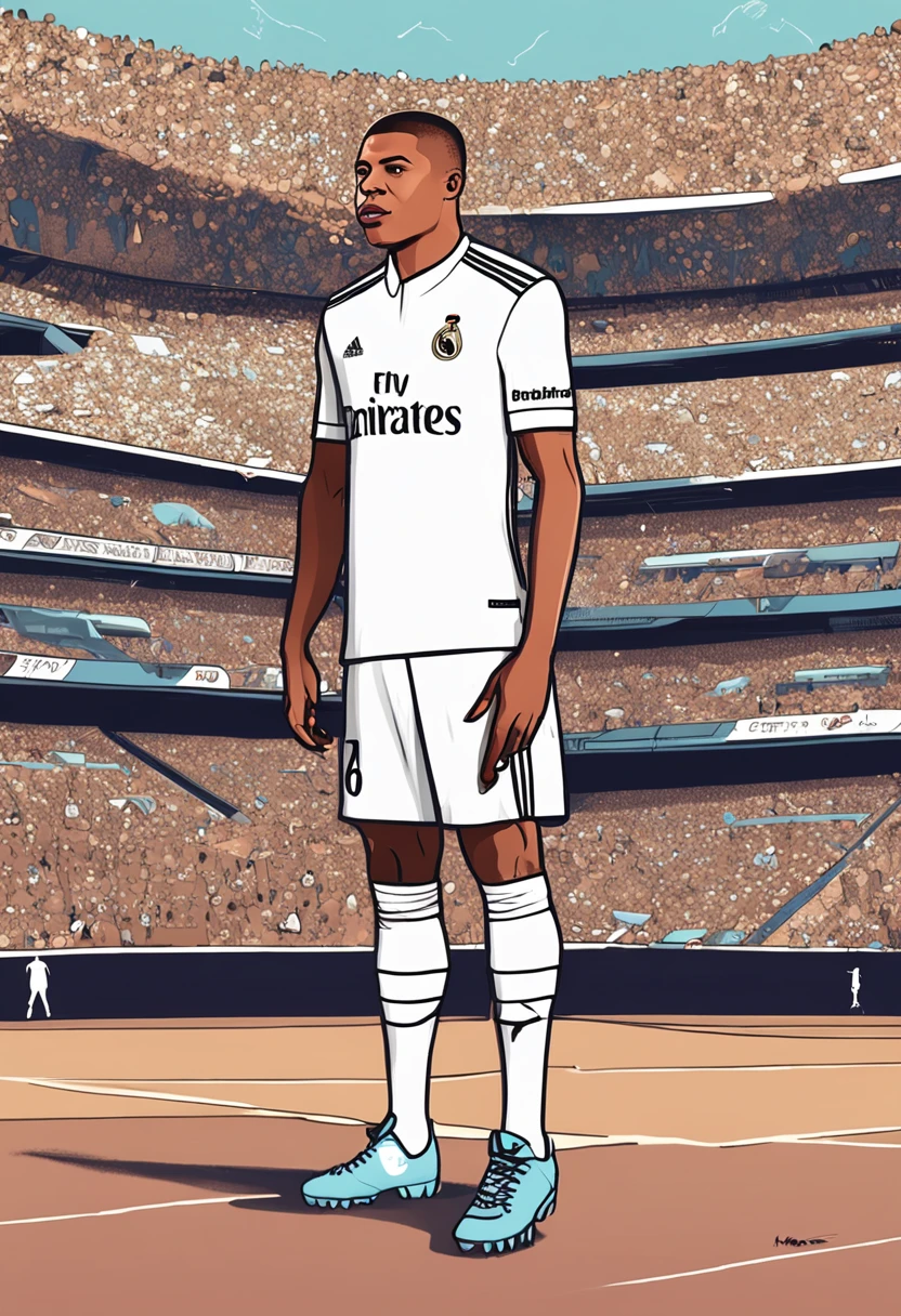 French footballer Kylian Mbappe wears the number 7 shirt of Spanish Serie A side Real Madrid
