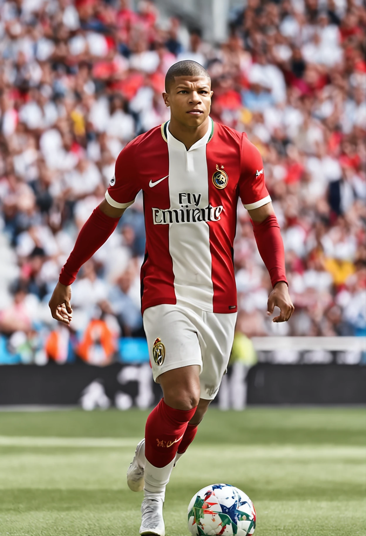 French footballer Kylian Mbappe wears the number 7 shirt of Spanish Serie A side Real Madrid
