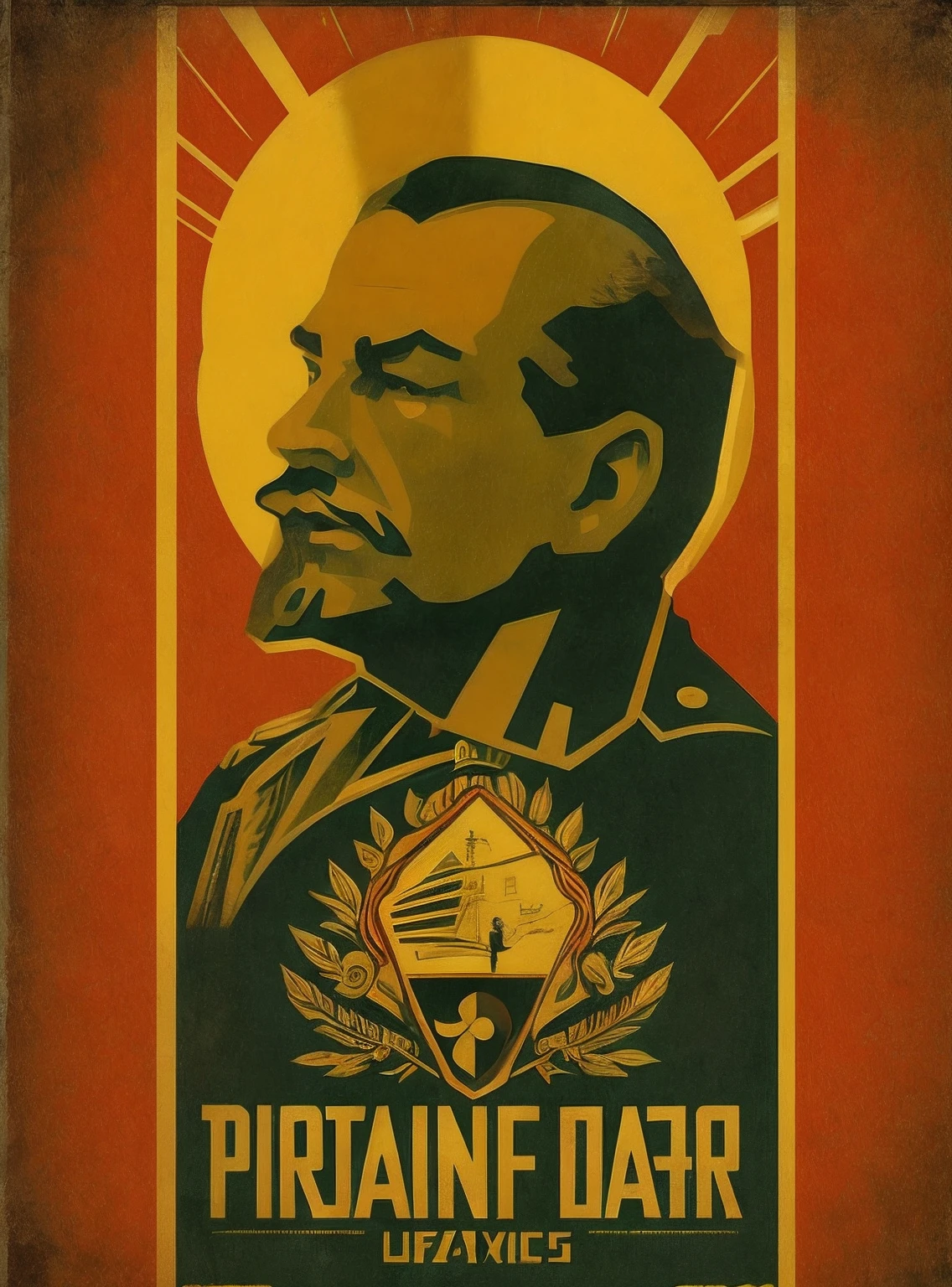 Poster close-up,The poster shows a man in military uniform, banners with lenin, Vladimir Lenin, Lenin, dictator, Taras Shevchenko style, Communist, shephard fairey poster, soviet propaganda poster style, Shepherd fairy style, Soviet propaganda style, Shepard Fairley, Communist propaganda, inspired by Hristofor Zhefarovich
