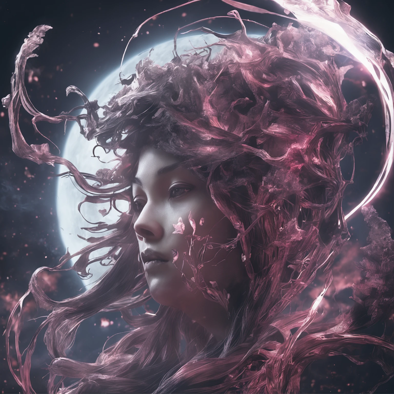 Best quality, Masterpiece, 超高分辨率, (photograph realistic:1.4), surrealism, Dream-like,fusionart, Shadowdancer, shadow magic, darkness control, stealth, shadowstep, umbral spells, hidden blade,Love head
