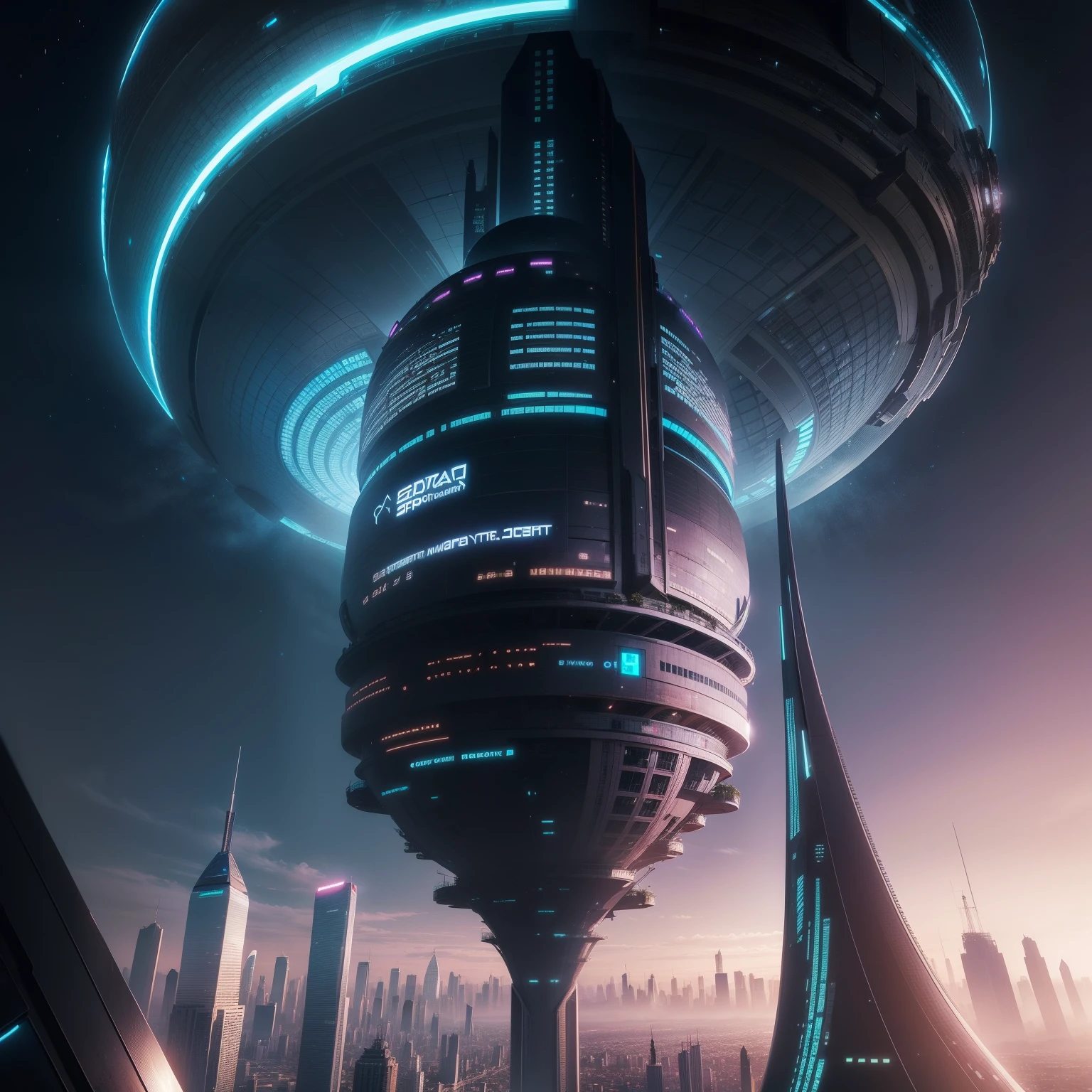 cyberpunked　epcot　Huge skyscrapers　ＳＦart by　futuristic cities　top-quality　​masterpiece　超A high resolution　dream　Megacities