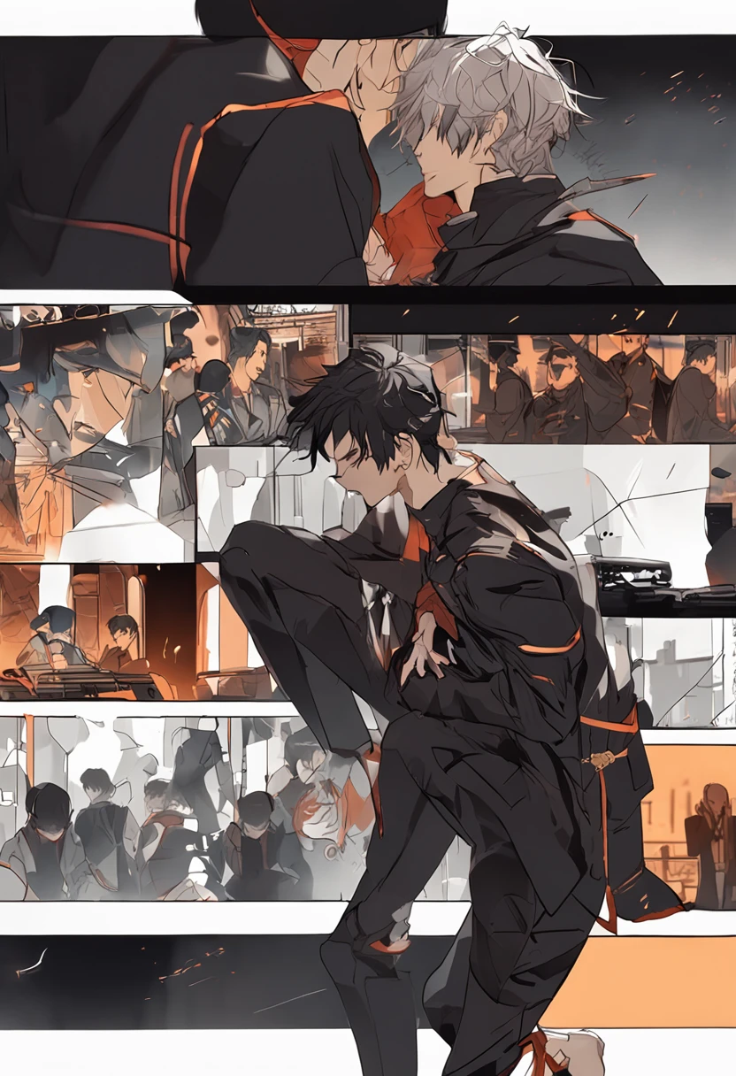 Handsome boy,Anime black style,The upper part of the body