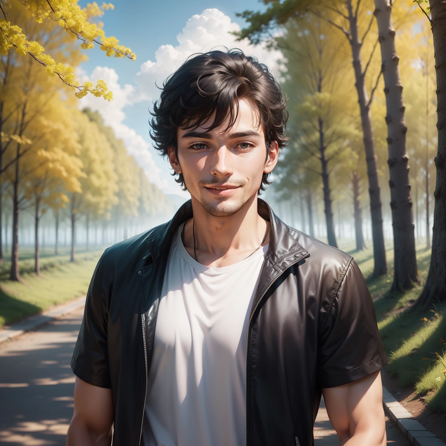 Good day, happy man, Nature background