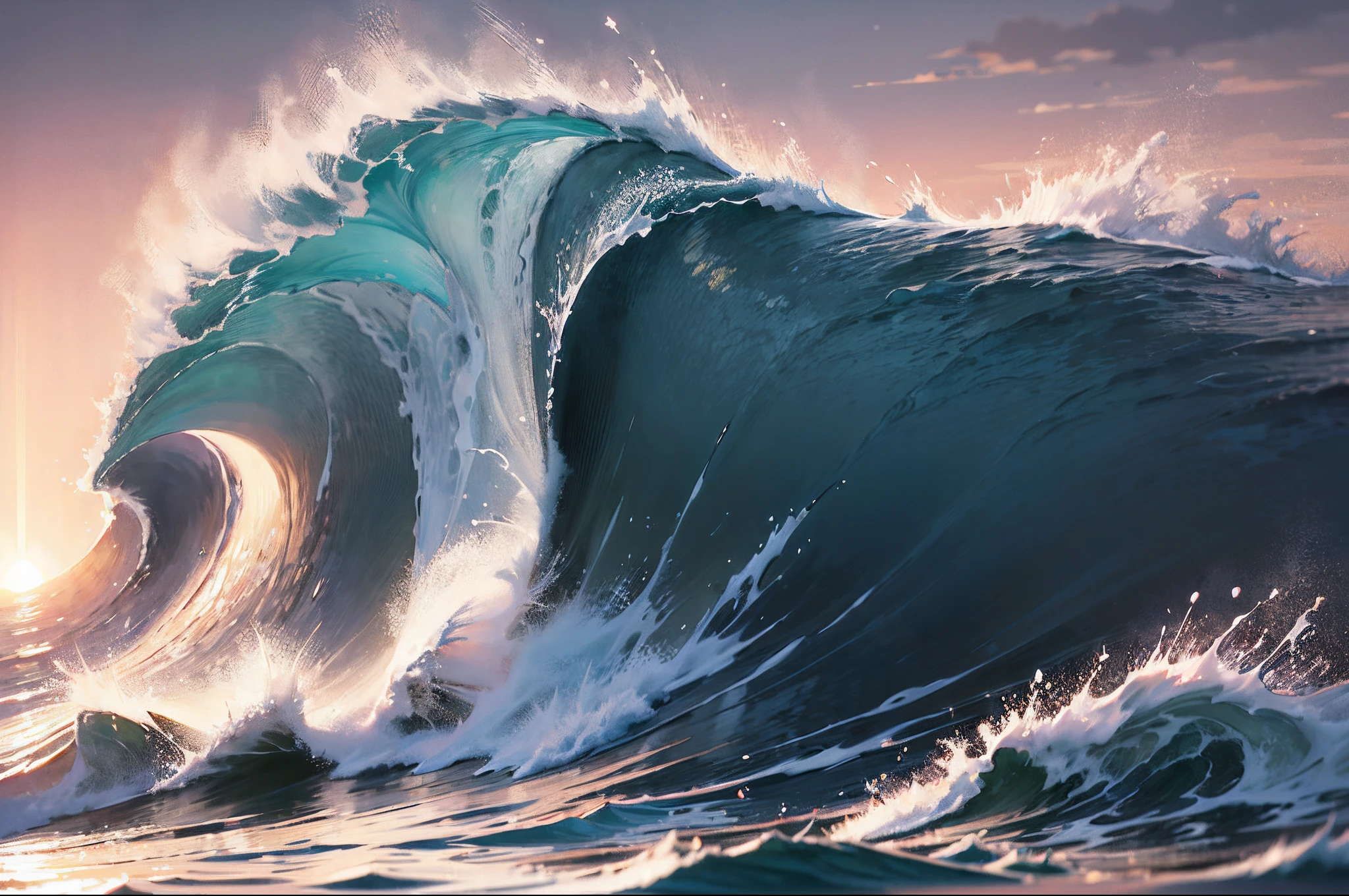 High school girl looking sadly at sunset
Waves are crashing under your feet
High school girl is real and faintly shedding tears