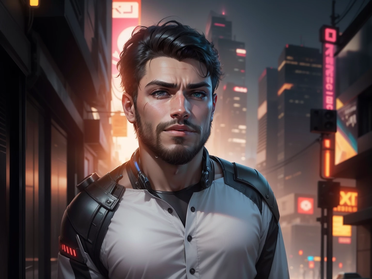 Change background cyberpunk handsome boy,realistic face, 8k, ultra realistic, super hero