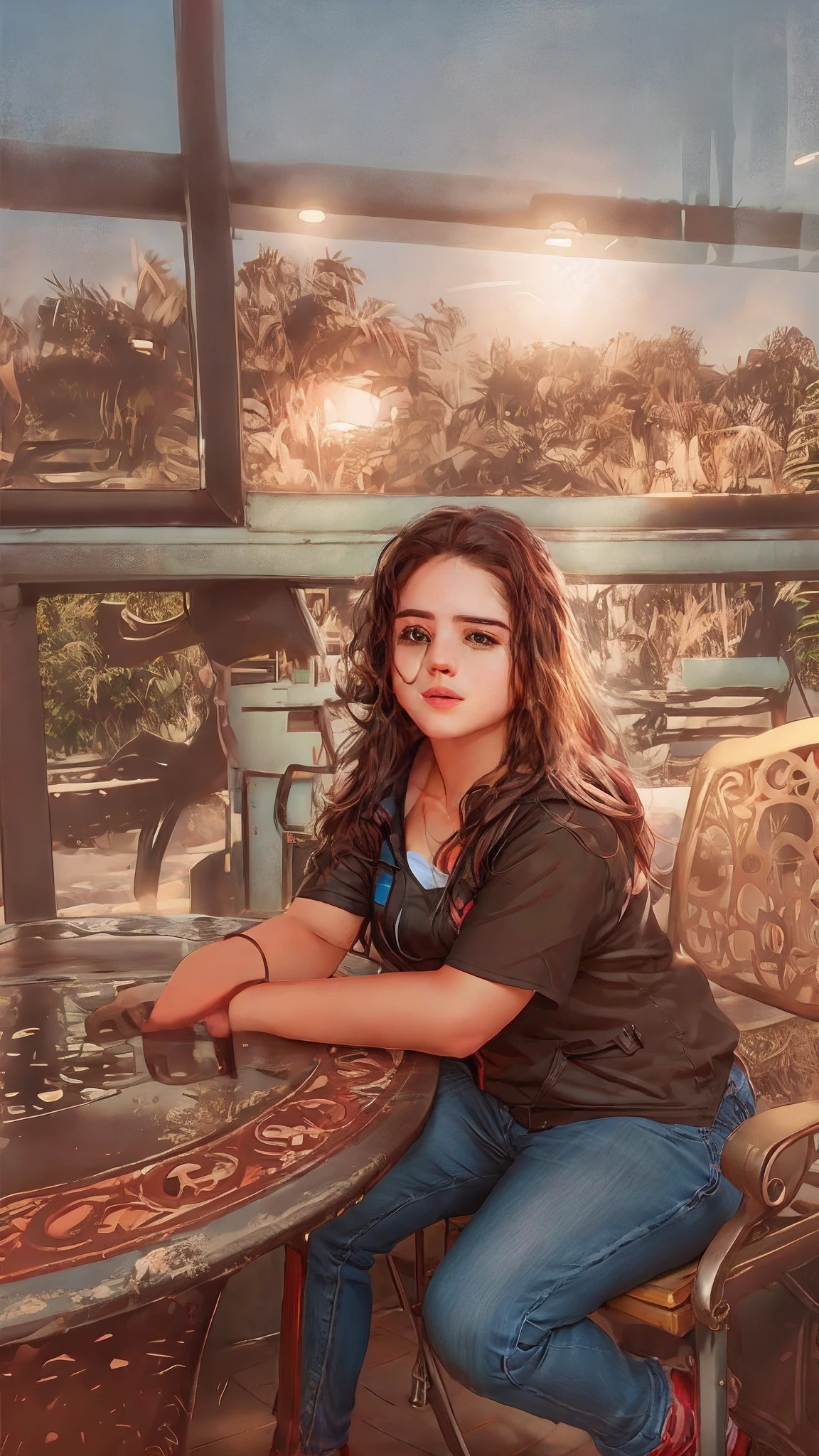 Change background awesome girl' realistic face animated girl add goggles ultra realistic 8k