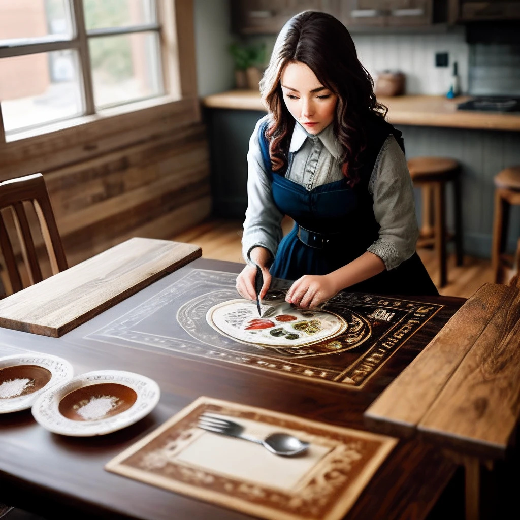 Lop Nor earth table inlaid women
