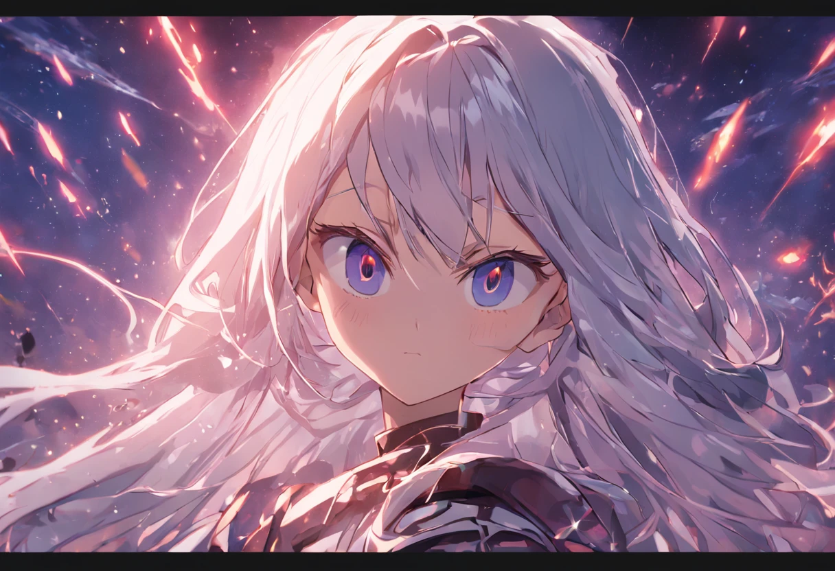 Terrans，1 teenage girl，long whitr hair，silber hair，hand gun，Fire magic，Psychic，miltary，Clear focus：1.2，super detailing，best qualtiy，high detal，high high quality，delicated face，二重まぶた，largeeyes，Sexy expression，