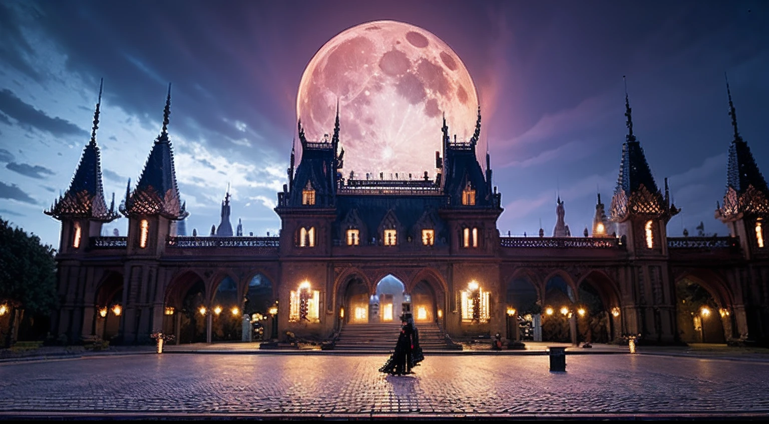 pixel game,scenography,fantastical scenes,Bloody moonlit night,Red Moon,Vampires,the bats,levitating, Pixel art #pixelart
