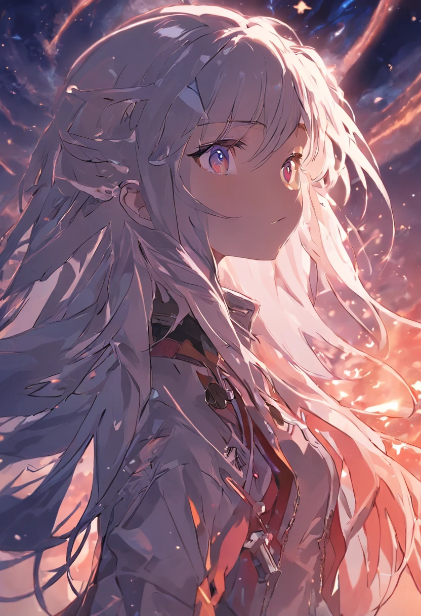 Terrans,1 teenage girl,long whitr hair,silber hair,hand gun,Fire magic,Psychic,miltary,Clear focus:1.2,super detailing,best qualtiy,high detal,high high quality,delicated face,二重まぶた,largeeyes,Sexy expression,