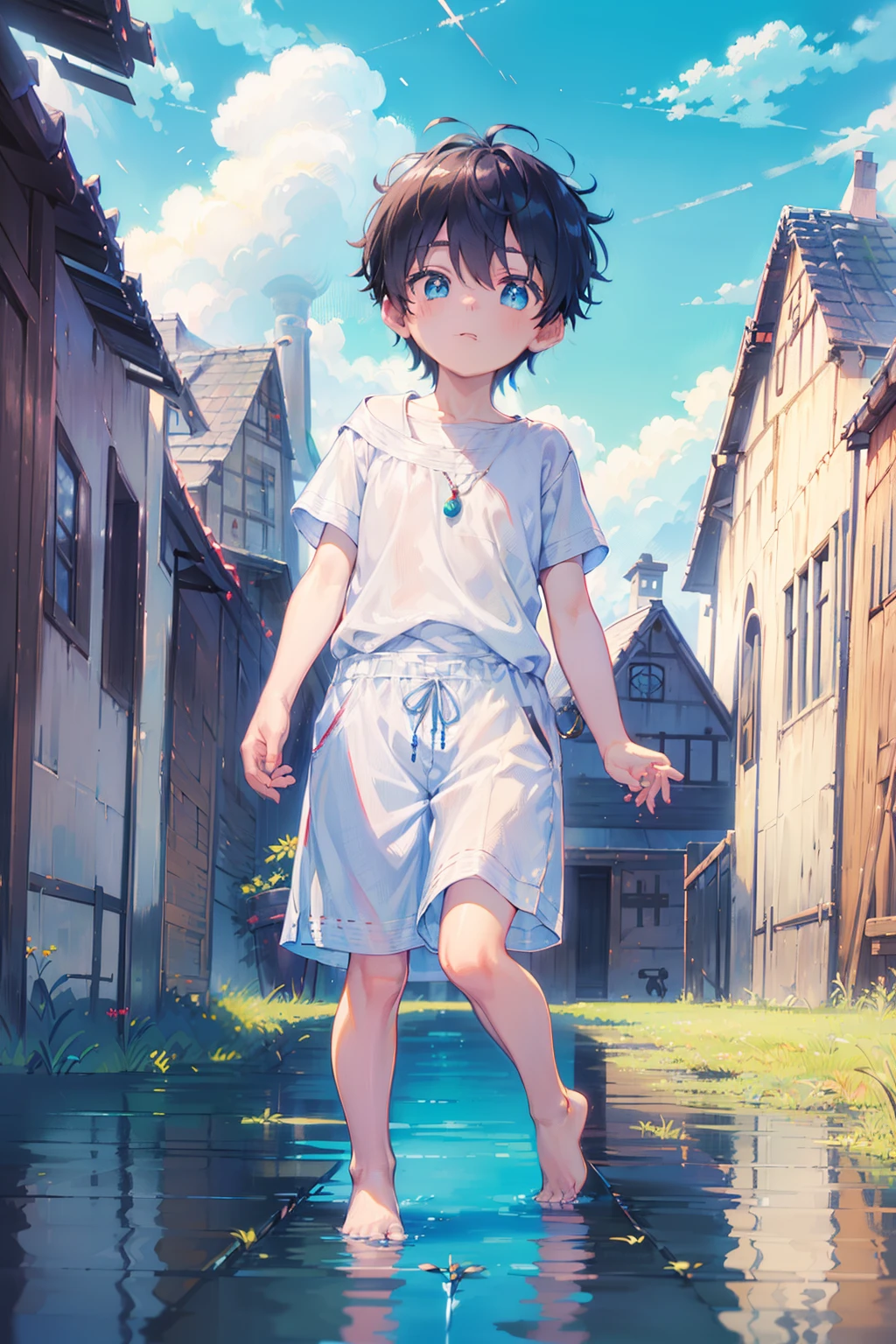 4K, (Masterpiece:1), Blue hair and shiny little boy, Glowing cyan eyes and bare feet, Arms up, Epic, Cinematic, Young, Boy, child, small, toddlers, tiny feet, focus on feet, Feet, Blushing, (Young:1.4), (child:1.4), (Shota:1.4), (Male:1.4), (Boy:1.4), (royal garb:1.4), (Epic:1.4), (posing on a:1.4), (Cinematic:1.4), (King:1.4), (royalti:1.4), (Happy expression:1.4), (Foot:1.5)