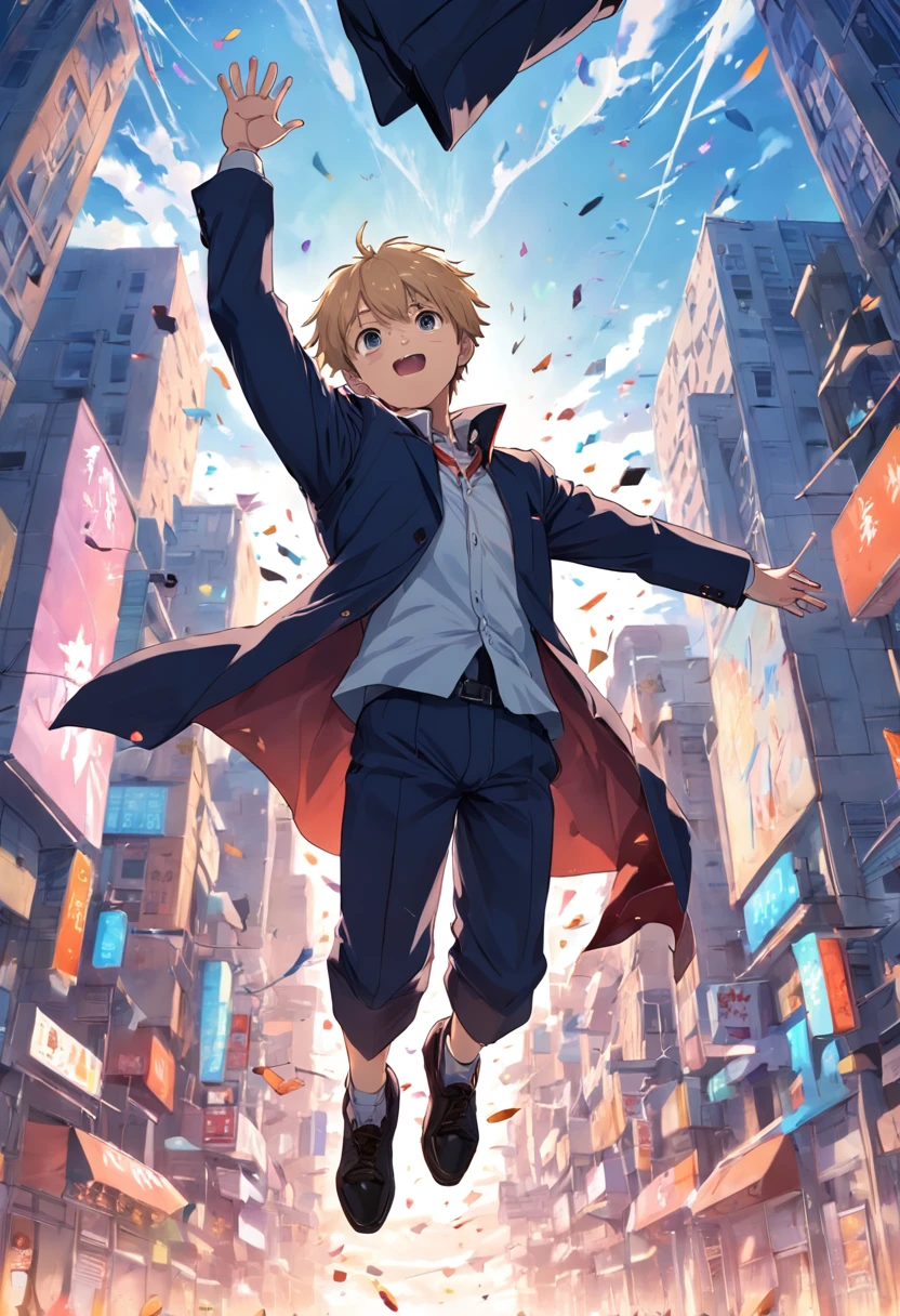 top-quality a handsome a high school boy blazers Upside down in the air reaching out her hands Fall into the sky Falling in the air