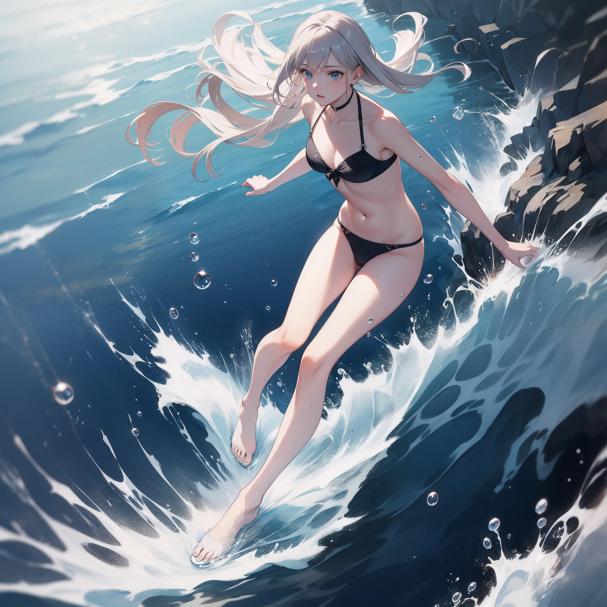 Mid summer,The bikini,under the sea:1.5,deep sea:1.6,action:1.6,BRAKE dynamic angle,dutch angle shot,ground-level shot,low angle,full body shot:1.6,long shot:1.6,BRAKE air bubbles appear:1.5,flying over the sea,under zero gravity,aerial view of sea,Wet hair,swimming:1.6,BRAKE (Raw photo: 1.2), (Realism: 1.4), (masutepiece: 1.3), (exquisite detailing: 1.2), deep sea:1.6,Delicate and beautiful details, (Eye Detail), (Facial Detailed), (Highest Quality) :1.4), (Hyper-Resolution: 1.2), cinematric light, (very detailed illustration), Best Quality,depth of fields, Wide light, natural shadows