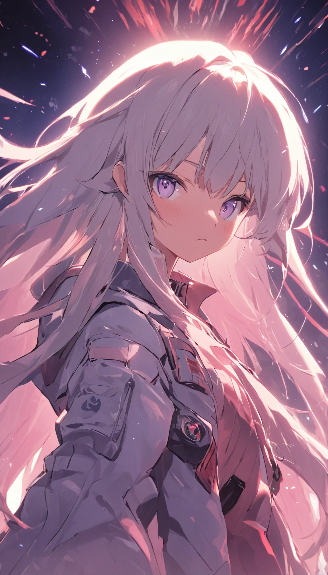 Terrans,1 teenage girl,long whitr hair,silber hair,hand gun,Fire magic,Psychic,miltary,Clear focus:1.2,super detailing,best qualtiy,high detal,high high quality,delicated face,二重まぶた,largeeyes,Sexy expression,Full body like