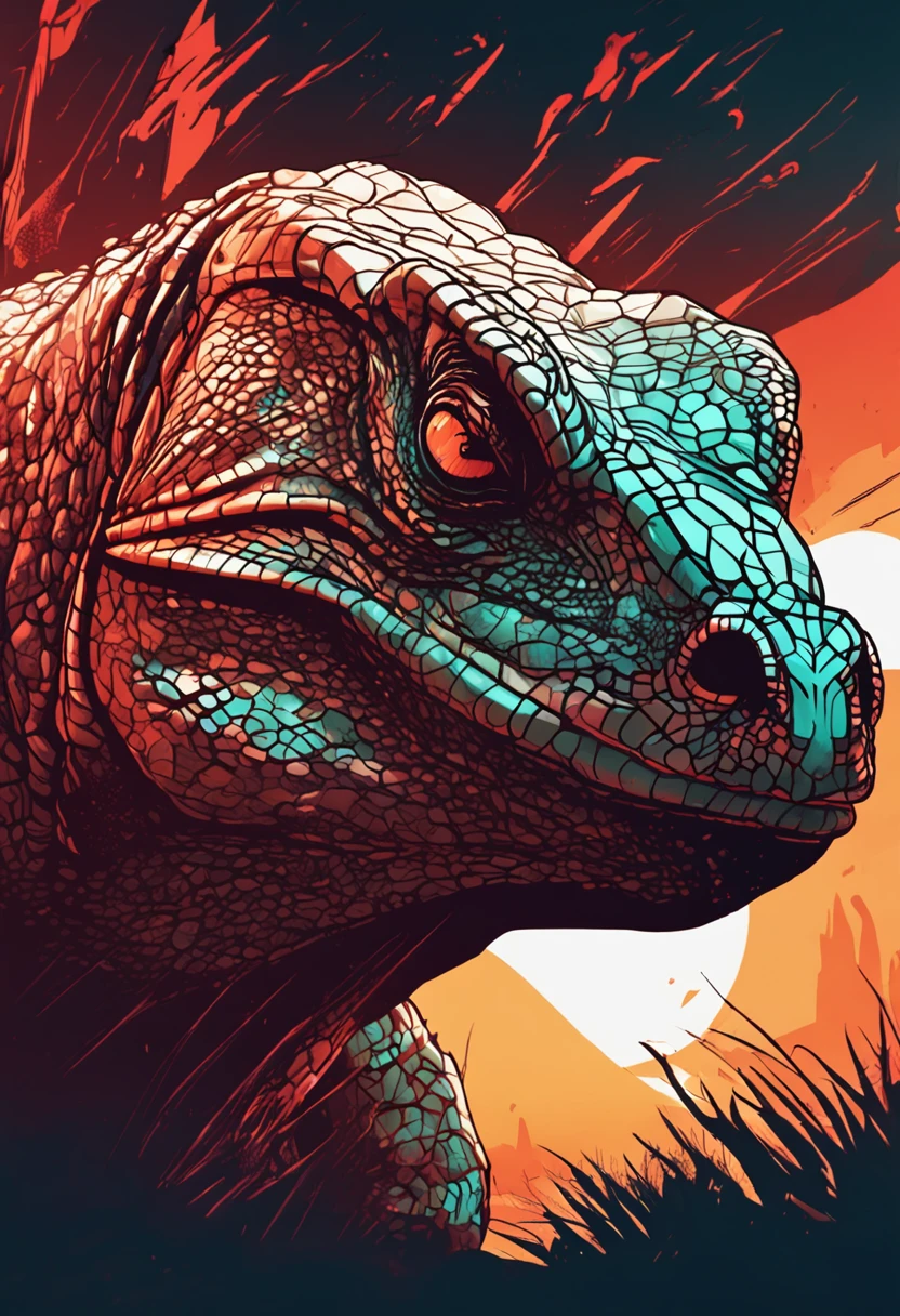 komodo dragon. lizard, gaming logo, thick lines, vector, angry eyes, highlights, cinematic lighting, simple
