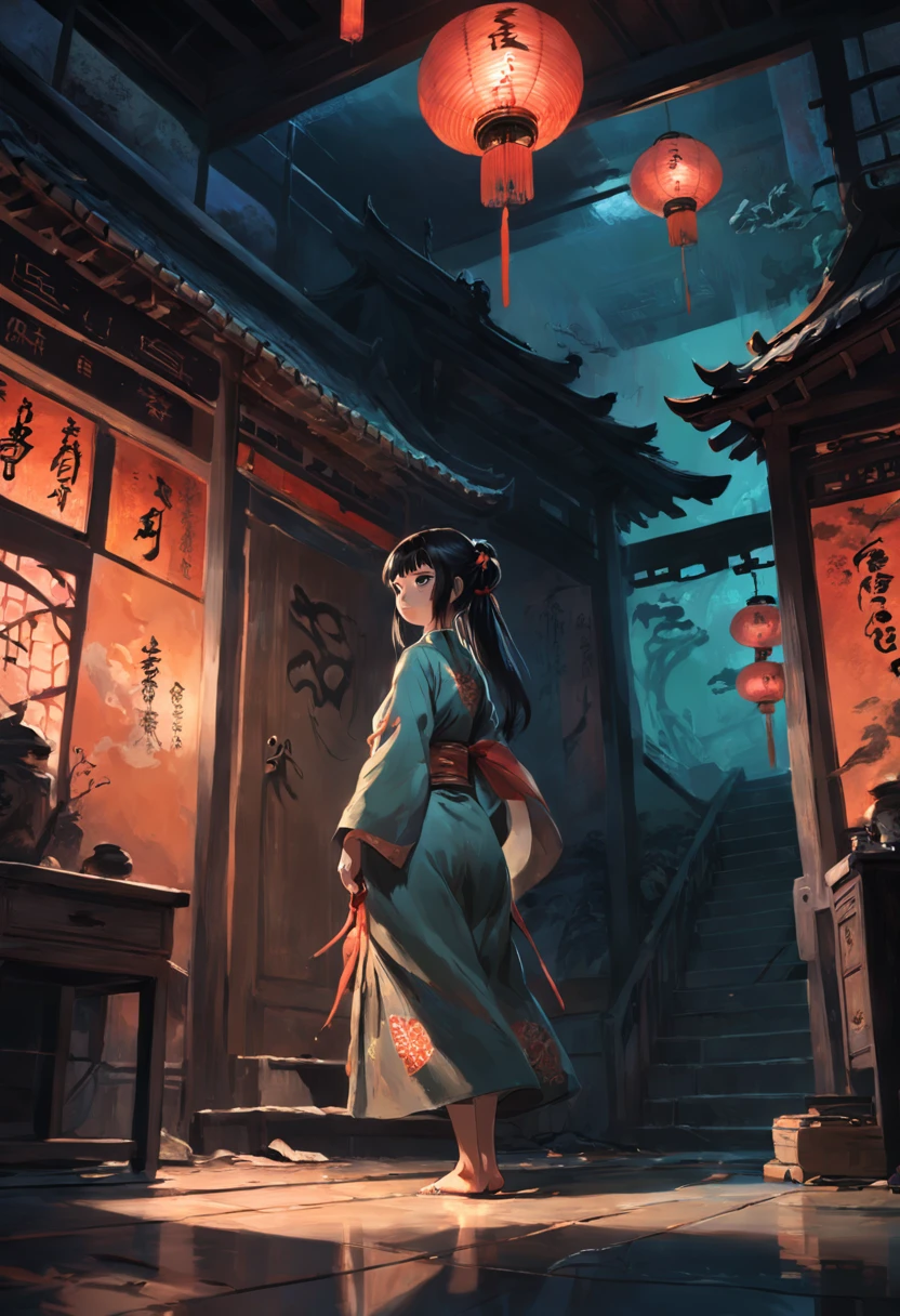 lots of snakes,Twisting on the floor of the house,It's weird,Eerie light,Dark night,high high quality,(Chinese folk suspense supernatural comic style),High detail, Sharp focus, Dramatic,The art of painting by Midjourney and Greg Rutkowski, Bokeh on the background