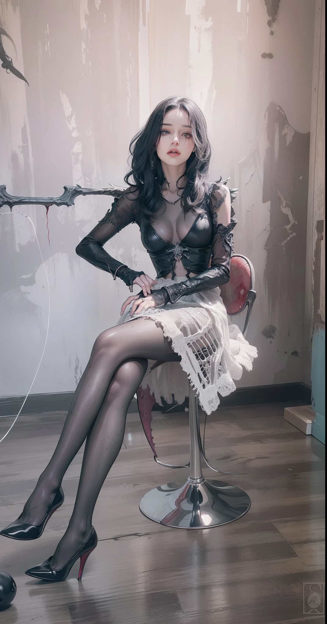 Fine matte paint,Skeleton Dark Angel,Haunted castle with large wings, Fill the drawing table with a knife,terroral,uncanny,horrid,secret terror,tentaculata,grape trees,The eye,uncanny valley effect teeth,all fours,Critters,Blood Moon,Sexy beauty,8K,Blu-ray quality,Stunning graphics