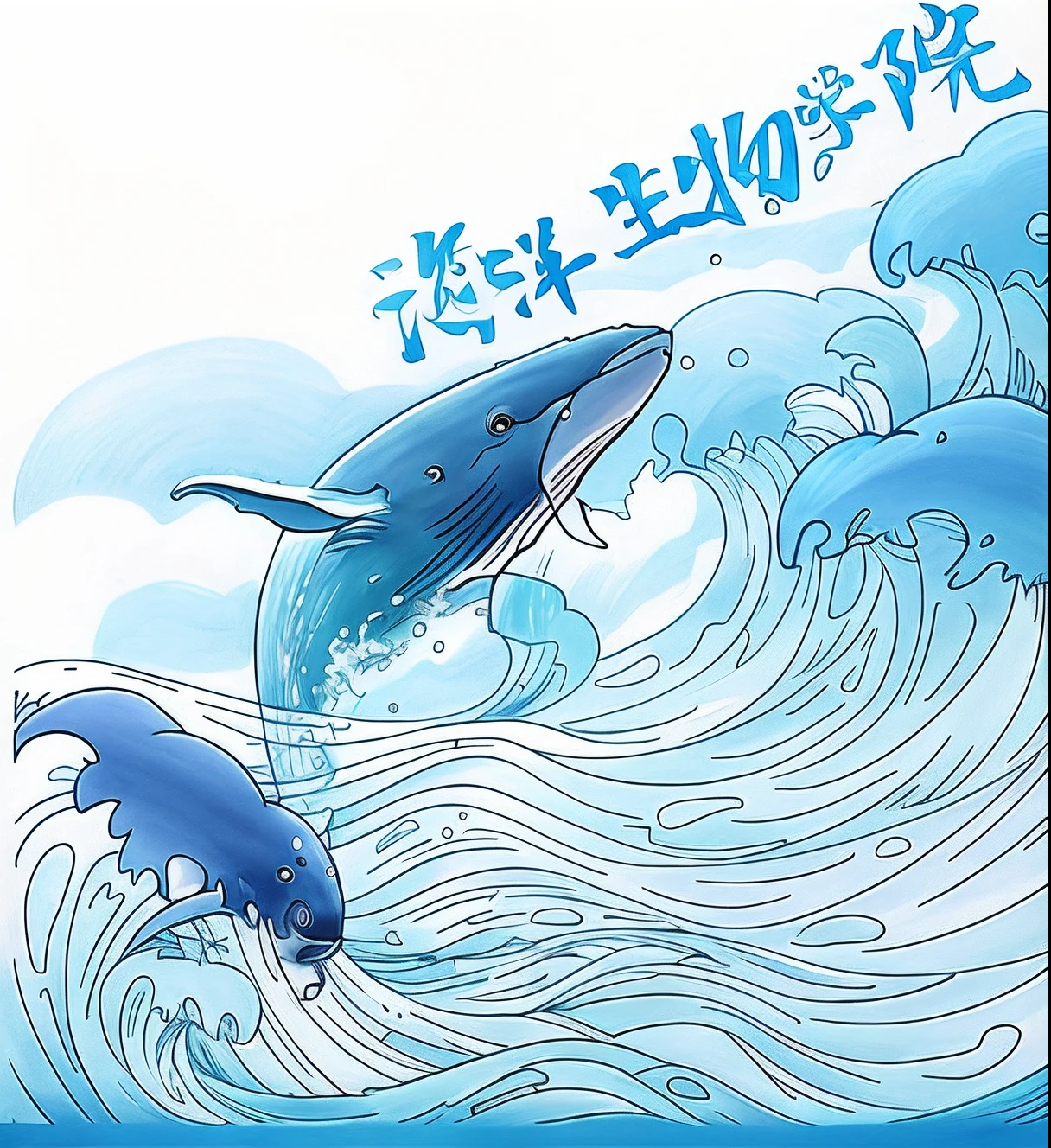 Draw whales in the ocean with waves and waves, tattoo sketch of a ocean, tattoo sketch of a sea, a color