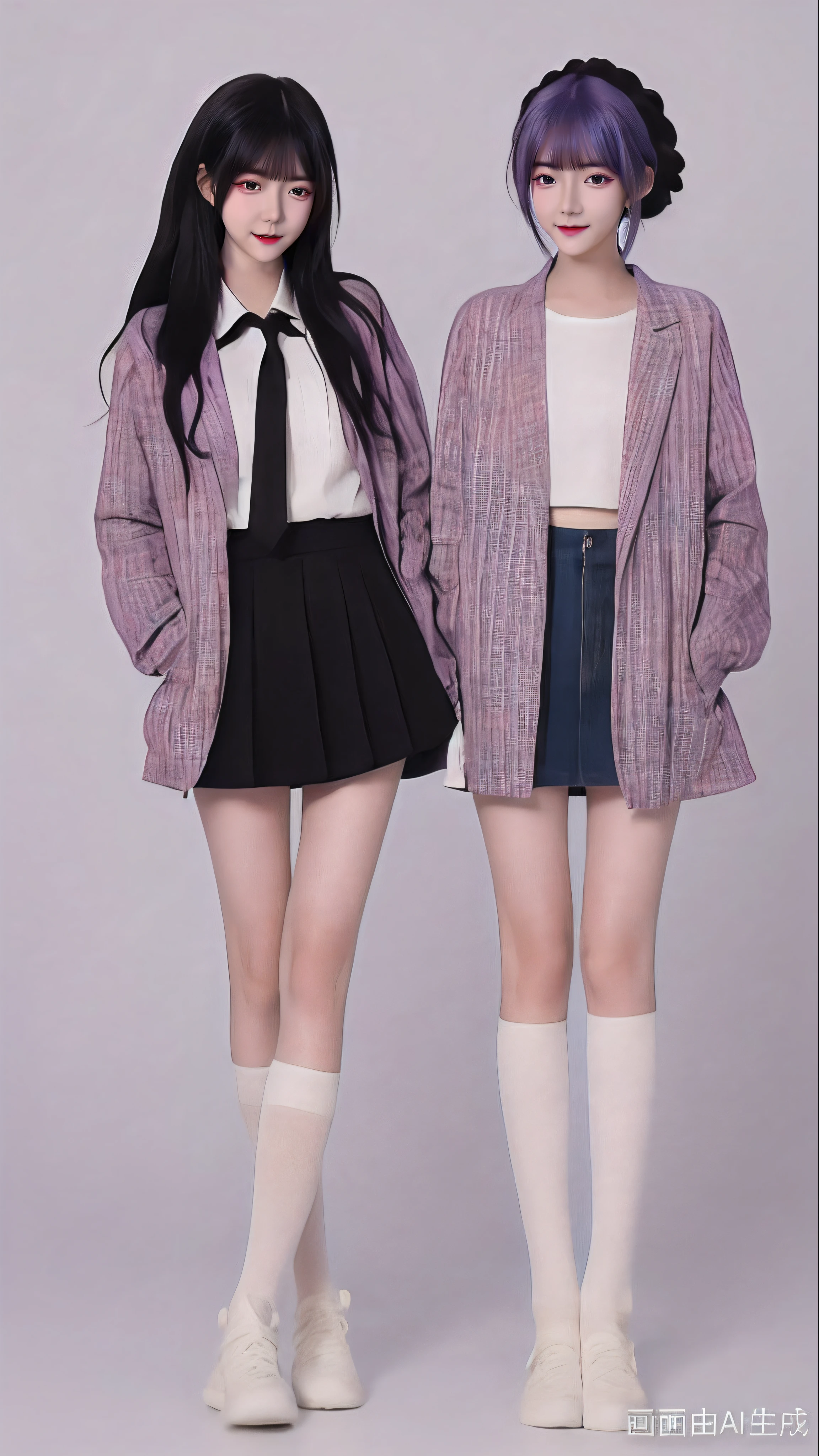 Two women wearing white dresses and red stockings pose for a group photo, inspired by Wang Duo, white and red dresses, nixeu and sakimichan, red velvet, full-body xianxia, shaxi, two models in the frame, concept photoset, trending on cgstation, high - end fashion photoshoot, inspired by Gao Cen, wearing white clothes