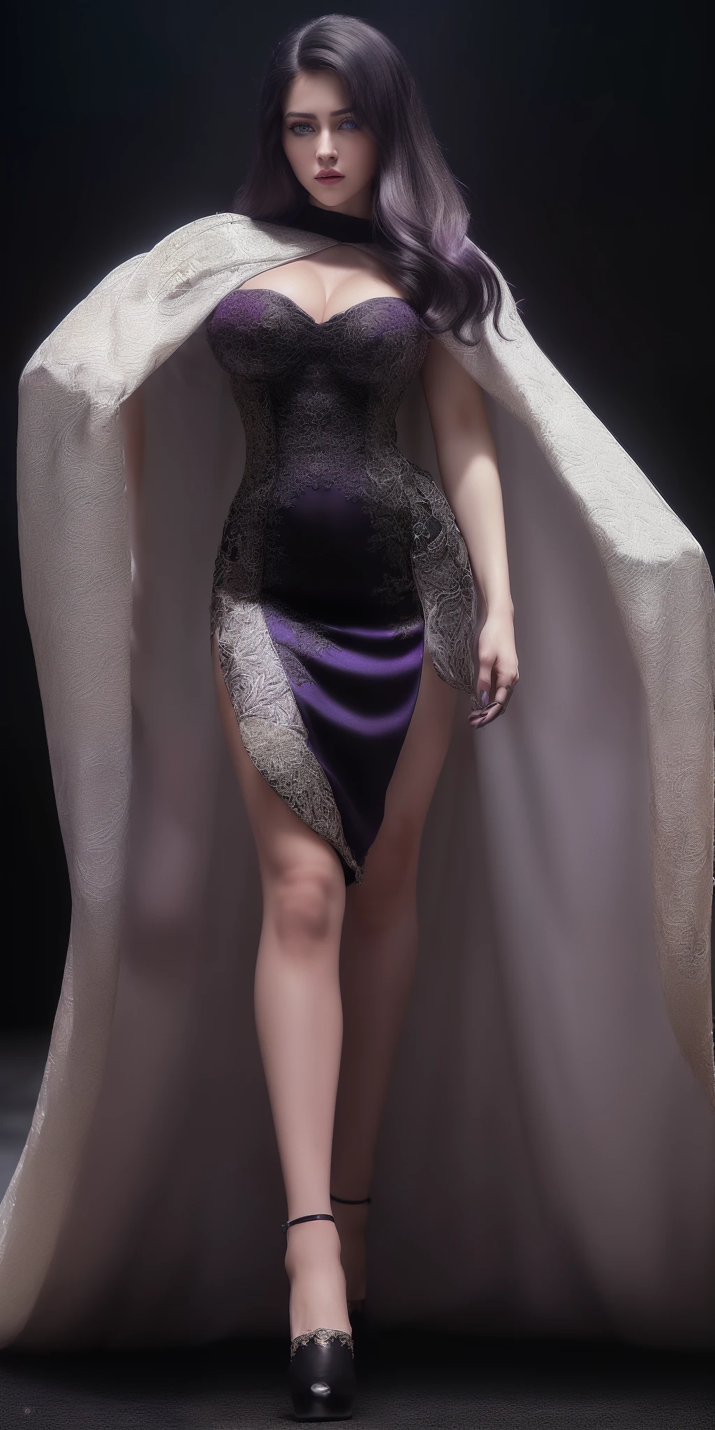 full body:1.6, walking pose, slow motion, (rogue thief:1.2) woman, multi-layered stitched,(white silk cloak), (intricately patterned cloth:1.2), (insanely detailed, flowering:1.5), (top quality, Alessandro Casagrande,
(full body shot)a East European woman, luminous design, masterpiece, best quality, extremely detailed 8k, ultra hd, ultra-detailed, highly detailed, highly realistic, (ultra-realistic), hyperrealistic, Real life style, (((top quality, masterpiece: 1.3)), (((Russian beauty)), (tmasterpiece,top Quority,best qualtiy,offcial art,Beautiful and aesthetic:1.2),full body:1.6, walking pose, slow motion, (rogue thief:1.2) woman, multi-layered stitched,Formal purple and black dress, big natural breast, blue eyes, beautiful eyes, high detailed eyes, beautiful woman, beautiful face, Formal hair, black hair, dynamic pose, volumetric lighting, fine detail (cinematic:1.5)(Top Quality, 8k, 32k, Masterpiece, UHD: 1.3)
